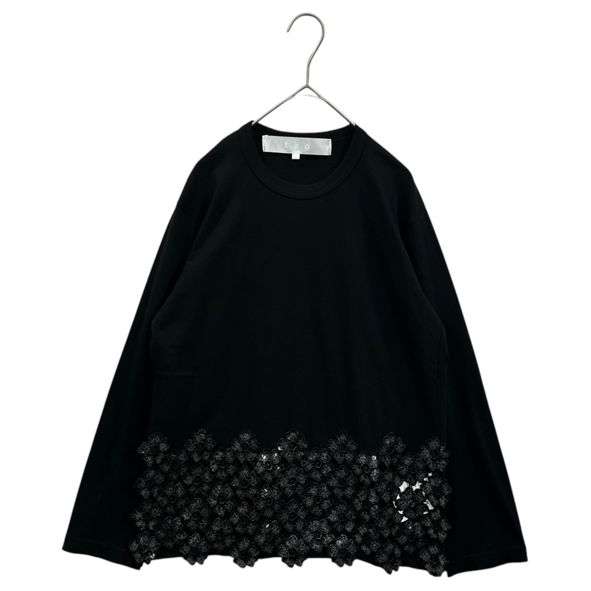 TAO(タオ) 25AW Sequin Design T-Shirt スパンコール デザイン カットソー TP-T010 M ブラック AD2025 コムデギャルソン
