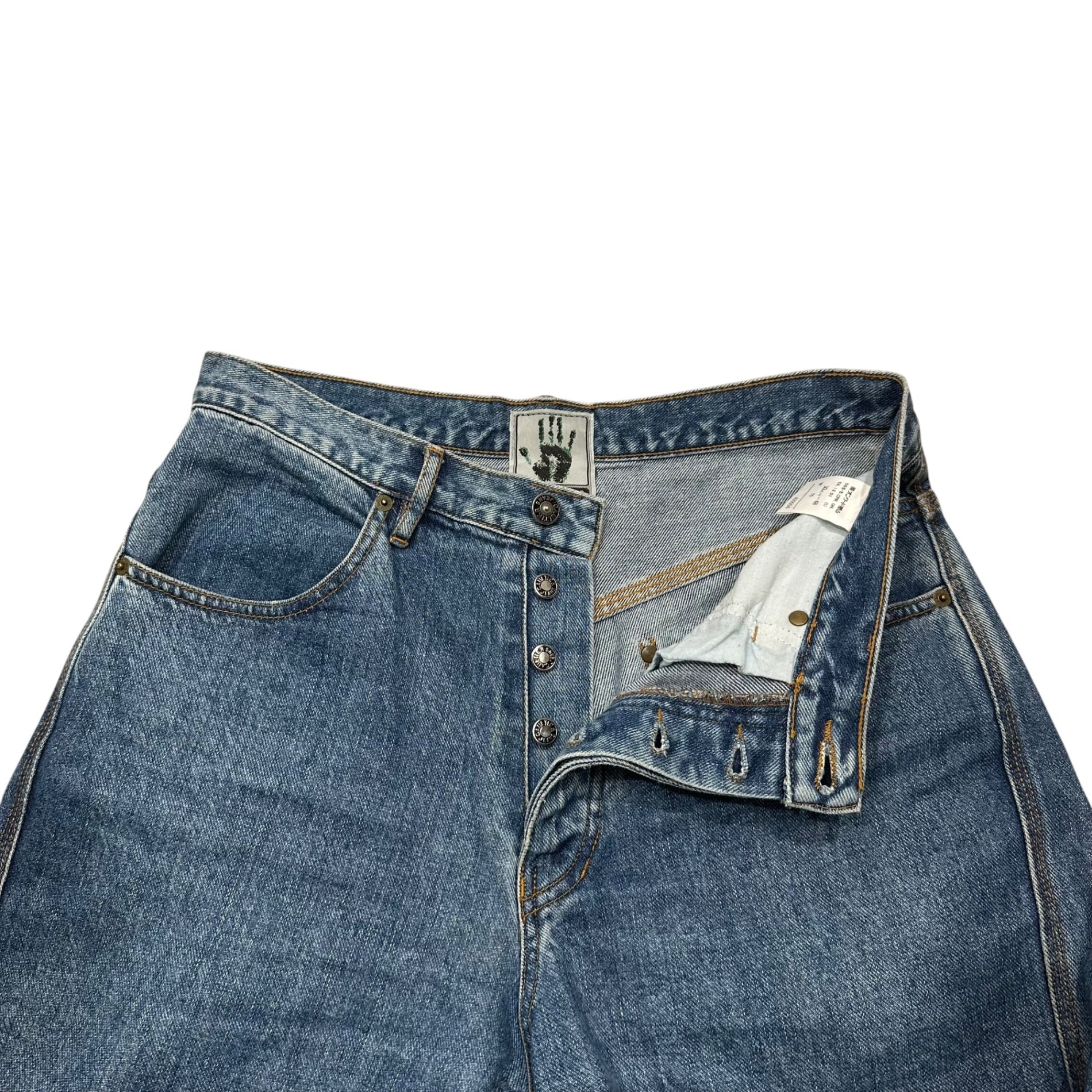 GAULTIER JEANS(ゴルチェジーンズ) 00's Logo-Print Denim Pants ロゴ プレート デニム パンツ 48 インディゴ