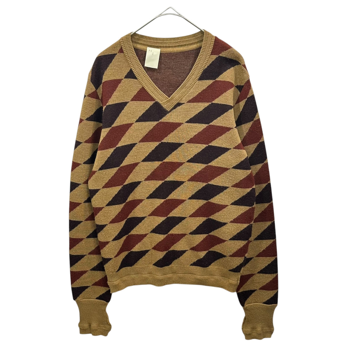 N.HOOLYWOOD(エヌハリウッド ミスターハリウッド) 2009AW V-Neck Diagonal Argyle Knit V ネック 斜め アーガイル ニット 192-KT13 36 ブラウン