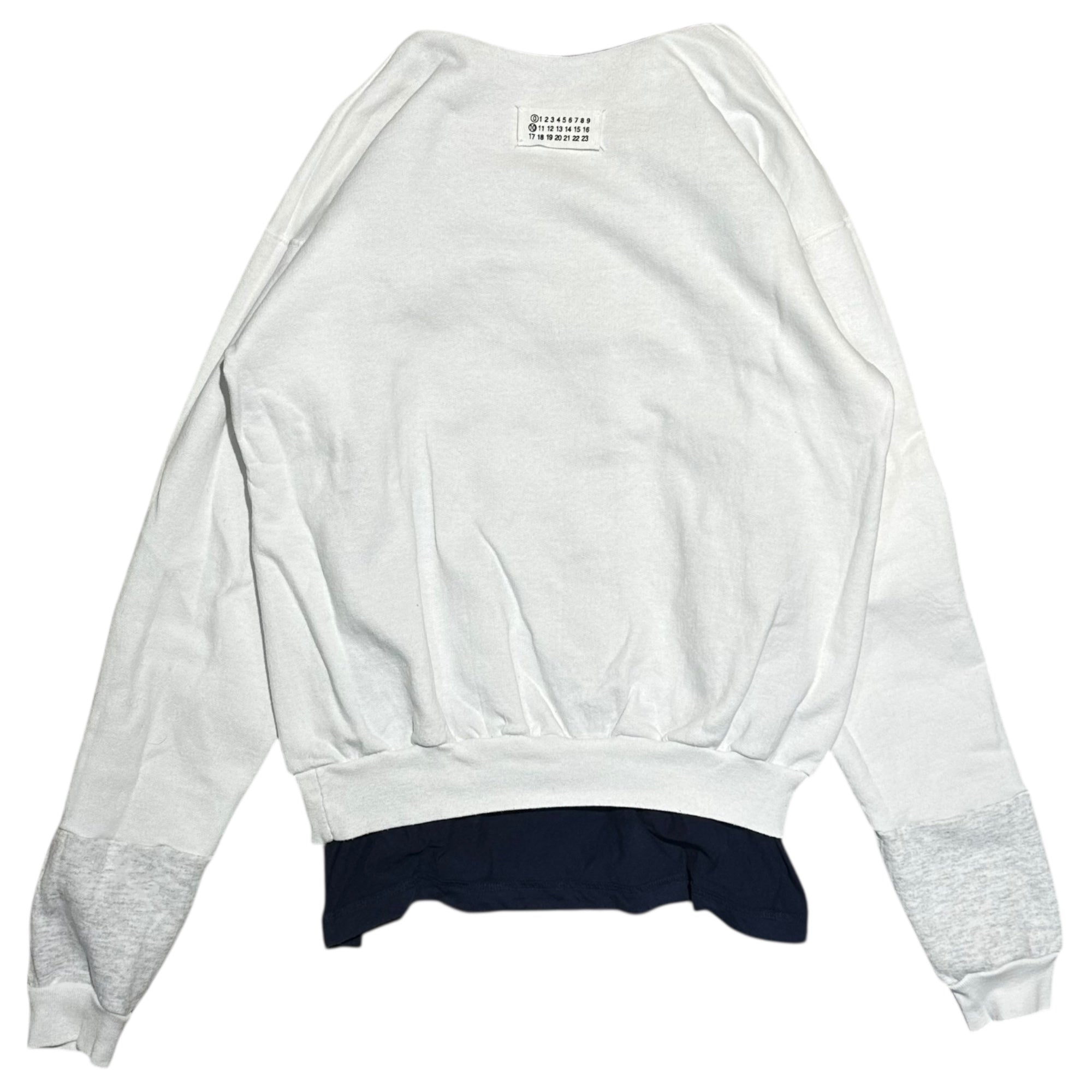 Maison Martin Margiela(メゾン マルタンマルジェラ) 2004 ⓪ ⑩ Artisanal Reconstructed Layered Sweatshirt アーティザナル 再構築 レイヤード スウェット 833M00750071 表記無(FREE) ネイビー×ホワイト 00's 本人期 アーカイブ リバーシブル