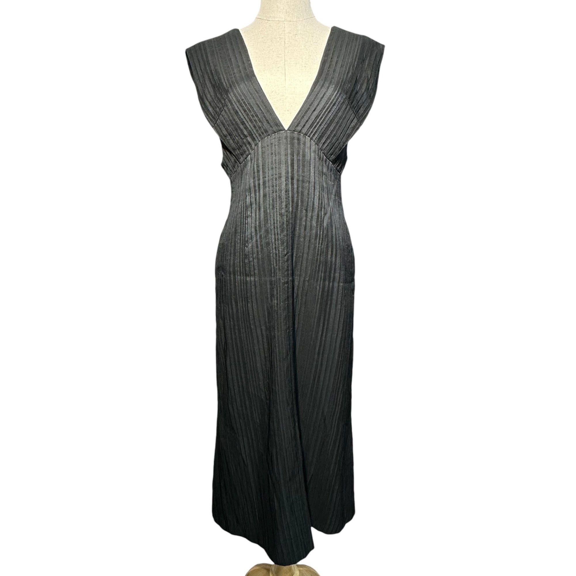 mame kurogouchi(マメクロゴウチ) Ribbon Stripe V Neck Dress