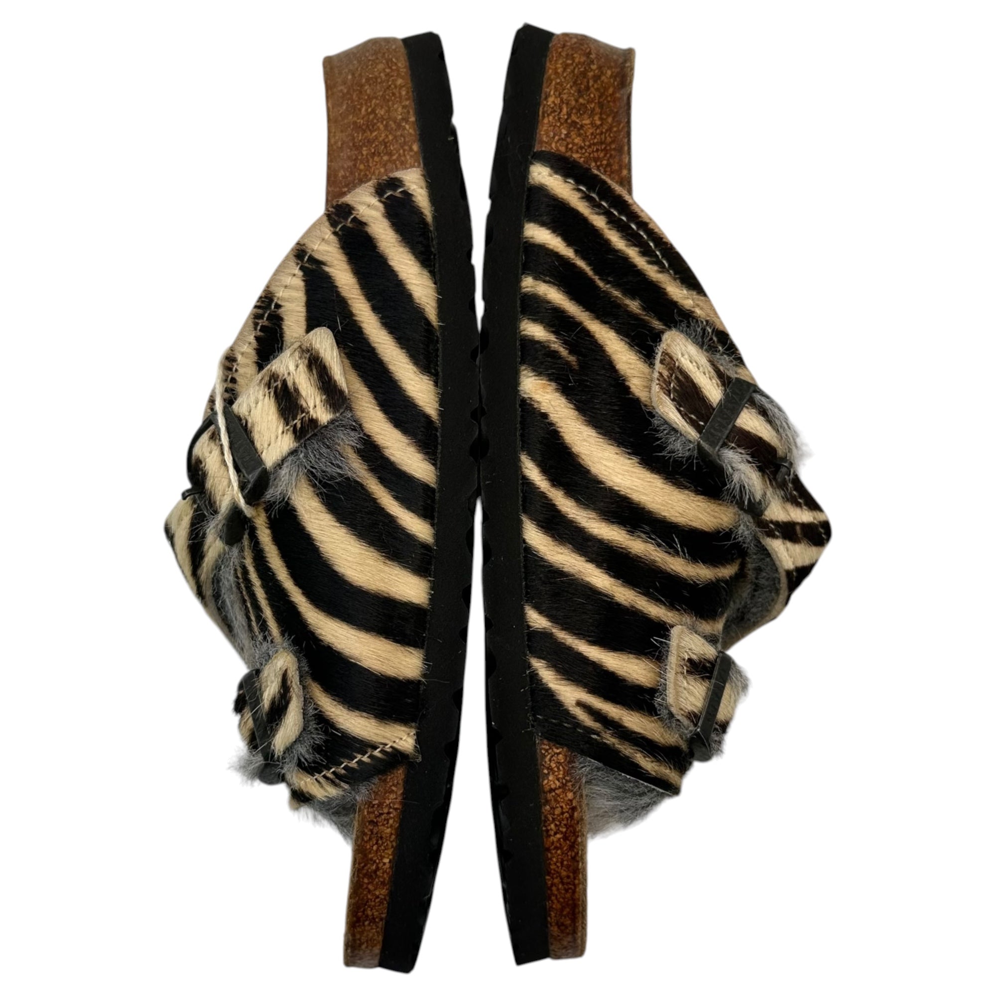 TATAMI(タタミ) Zebra Harako Leather Cork Sandals ゼブラ ハラコ レザー ファー コルク サンダル 36(23cm程度) ブラック×ホワイト BIRKENSTOCK ビルケンシュトック