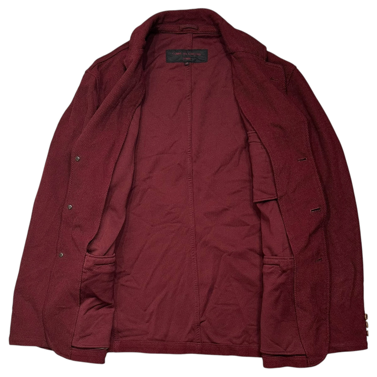 COMME des GARCONS HOMME(コムデギャルソンオム) 2005AW Piqué 3-Button Jacket 鹿の子 3ボタン ジャケット HP-J008 M ワインレッド AD2005