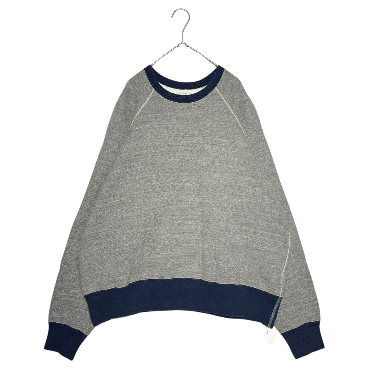 A.PRESSE(アプレッセ) 23AW Vintage Sweatshirt ヴィンテージ スウェット 23AAP-05-02K 3 グレー×ネイビー バイカラー ラグラン