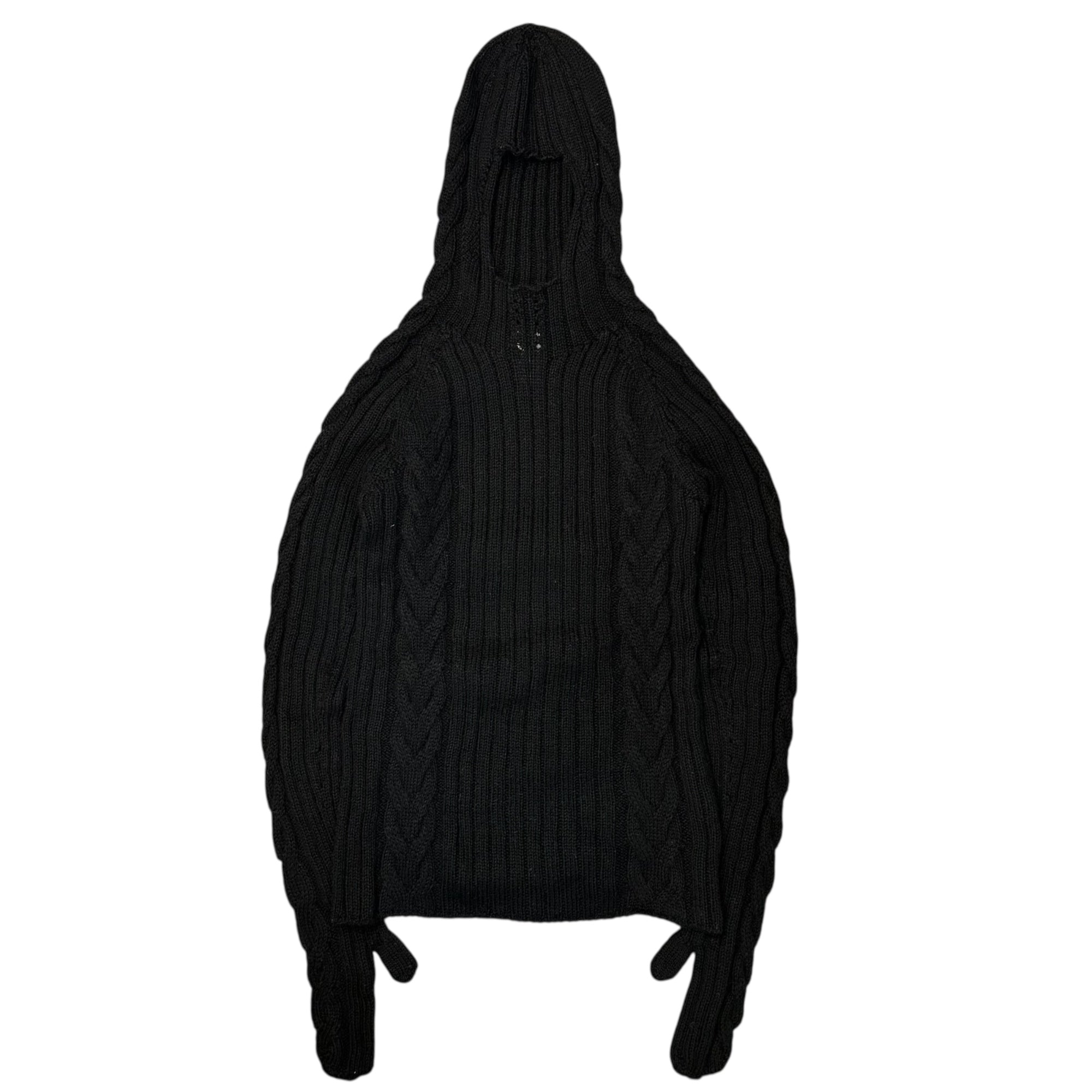 JUNYA WATANABE(ジュンヤワタナベ) 24AW Hand Glove Hooded Low Gauge Knit ハンド グローブ フーデッド ローゲージ ニット パーカー JN-N012 S ブラック AD2024