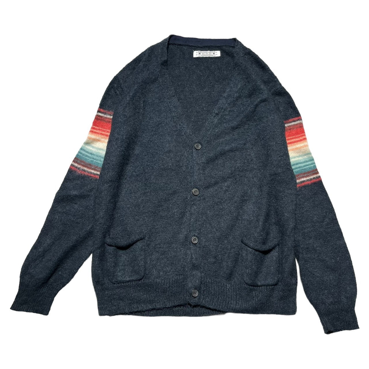 EOTOTO(エオトト) 10AW mexican striped mohair cardigan メキシカン ストライプ モヘヤ カーディガン XL ブラック サスクワァッチファブリックス