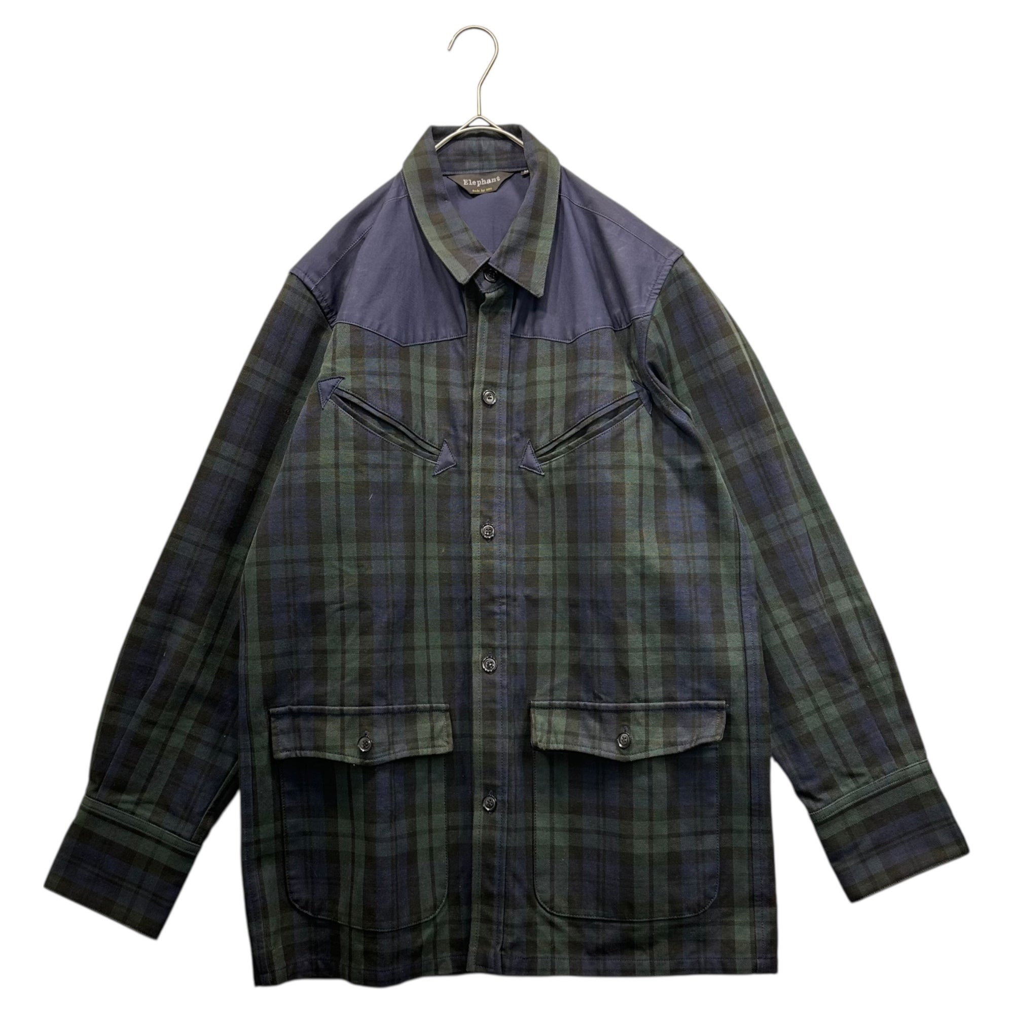 elephant(エレファント) 2003 ×GDC Tartan Check Western Shirt Jacket タータンチェック ウエスタン シャツ ジャケット M ネイビー×グリーン コラボ 映画 Gus Van Sant