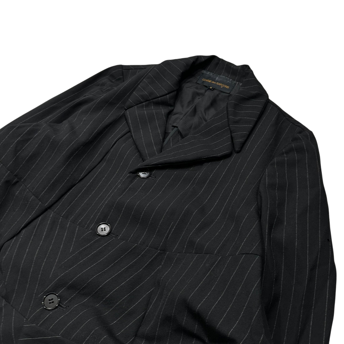 COMME des GARCONS(コムデギャルソン) 1993SS Wool Gabardine Paneled Striped Jacket ウール ギャバジン 切替 ストライプ ジャケット GJ-11004S S ブラック×ホワイト AD1992 90s アーカイブ ピンストライプ