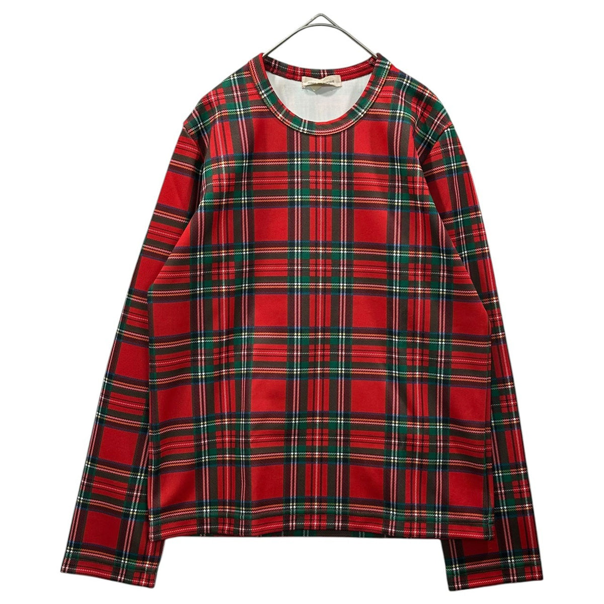 COMME des GARCONS(コムデギャルソン) 2005AW Polyester Tartan L/S T-shirt タータンチェック ポリエステル 長袖 カットソー GQ-T019 M レッド×グリーン AD2005 00's