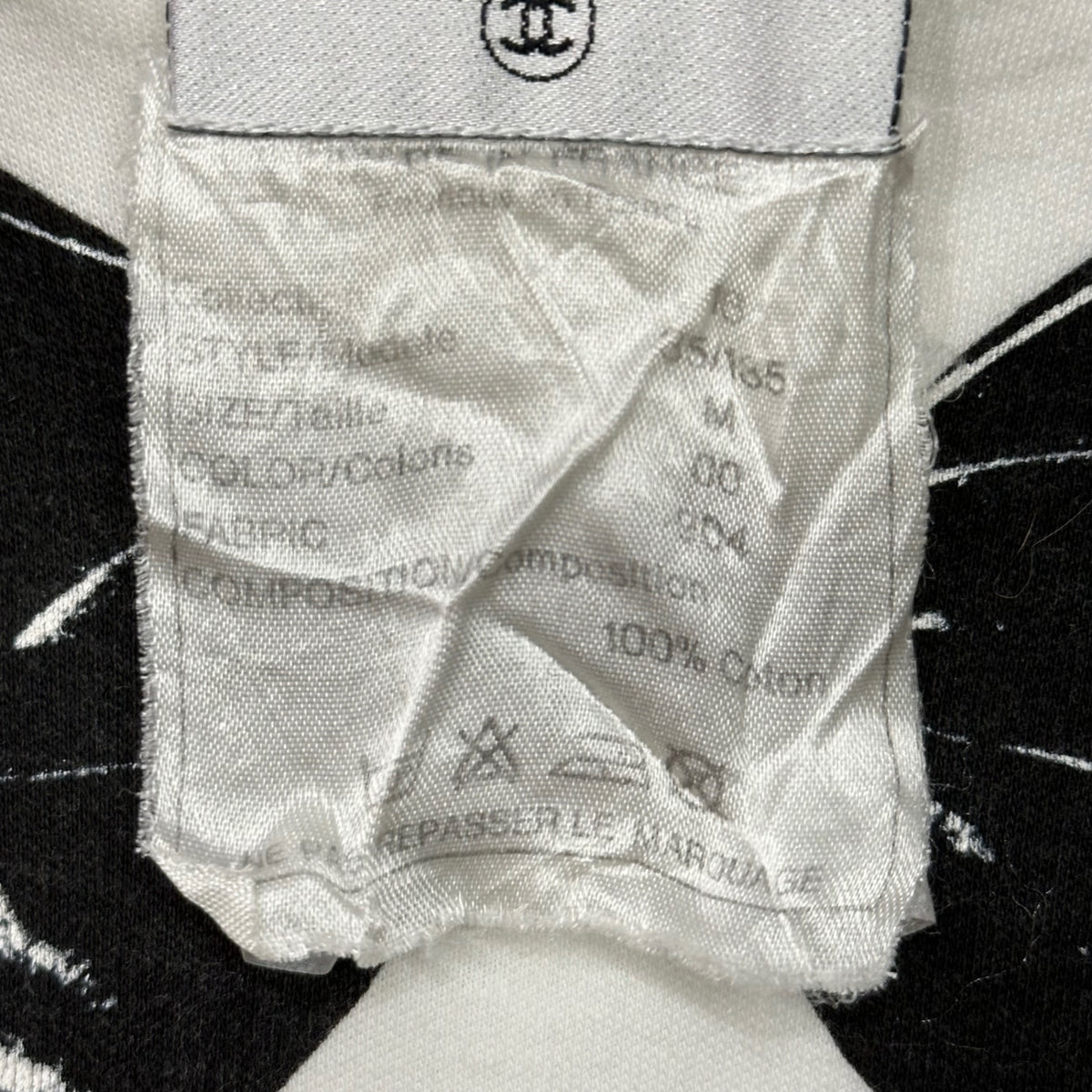 CHANEL(シャネル) Vintage Ribbon CC-Mark Print Crew-Neck T-Shirt ヴィンテージ リボン ココマーク プリント クルーネック Tシャツ 35/135 M ホワイト×ブラック