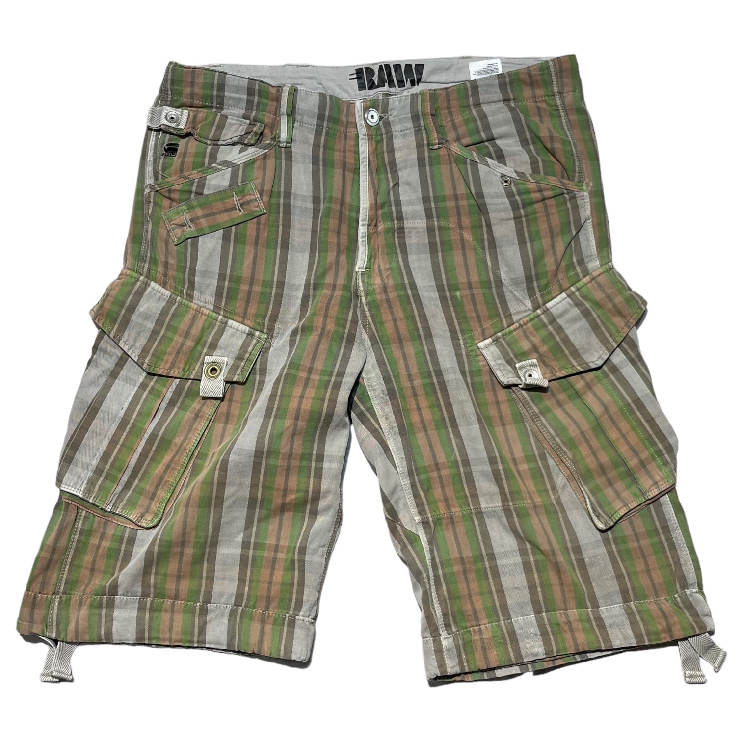 G-STAR(ジースター) Multi-border wide cargo shorts マルチボーダー ワイド カーゴショーツ 34 カーキ