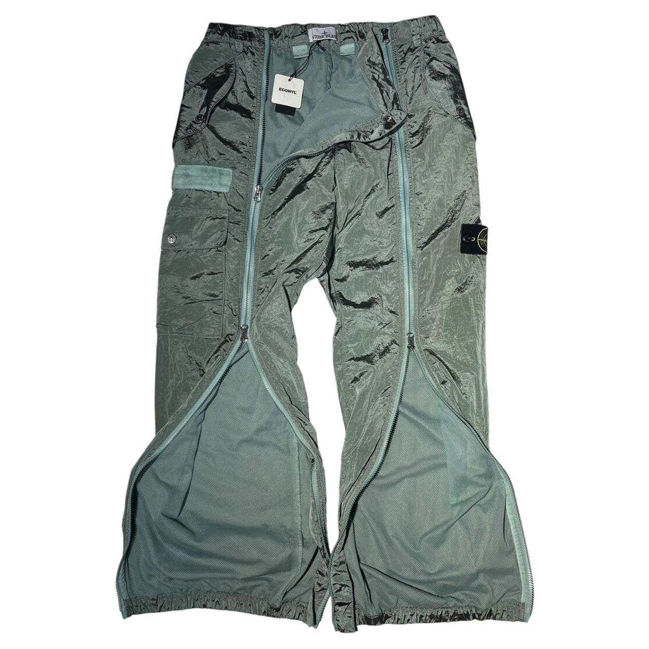 STONE ISLAND(ストーンアイランド) 22AW NYLON METAL IN ECONYL FRONT ZIP CARGO PANTS ナイロンメタル フロント ジップ カーゴ パンツ 771531619 W32 グリーン ジョガー