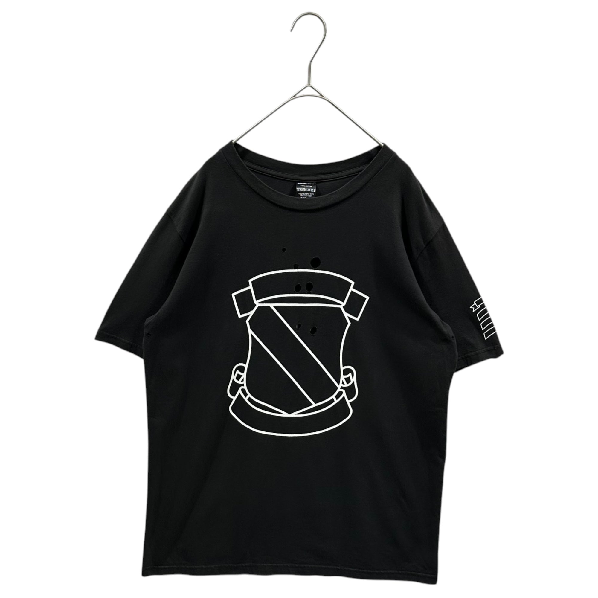 NUMBER (N)INE(ナンバーナイン) EMBLEM DAMAGE TEEE 復刻 エンブレム 穴あき Tシャツ 3 ブラック