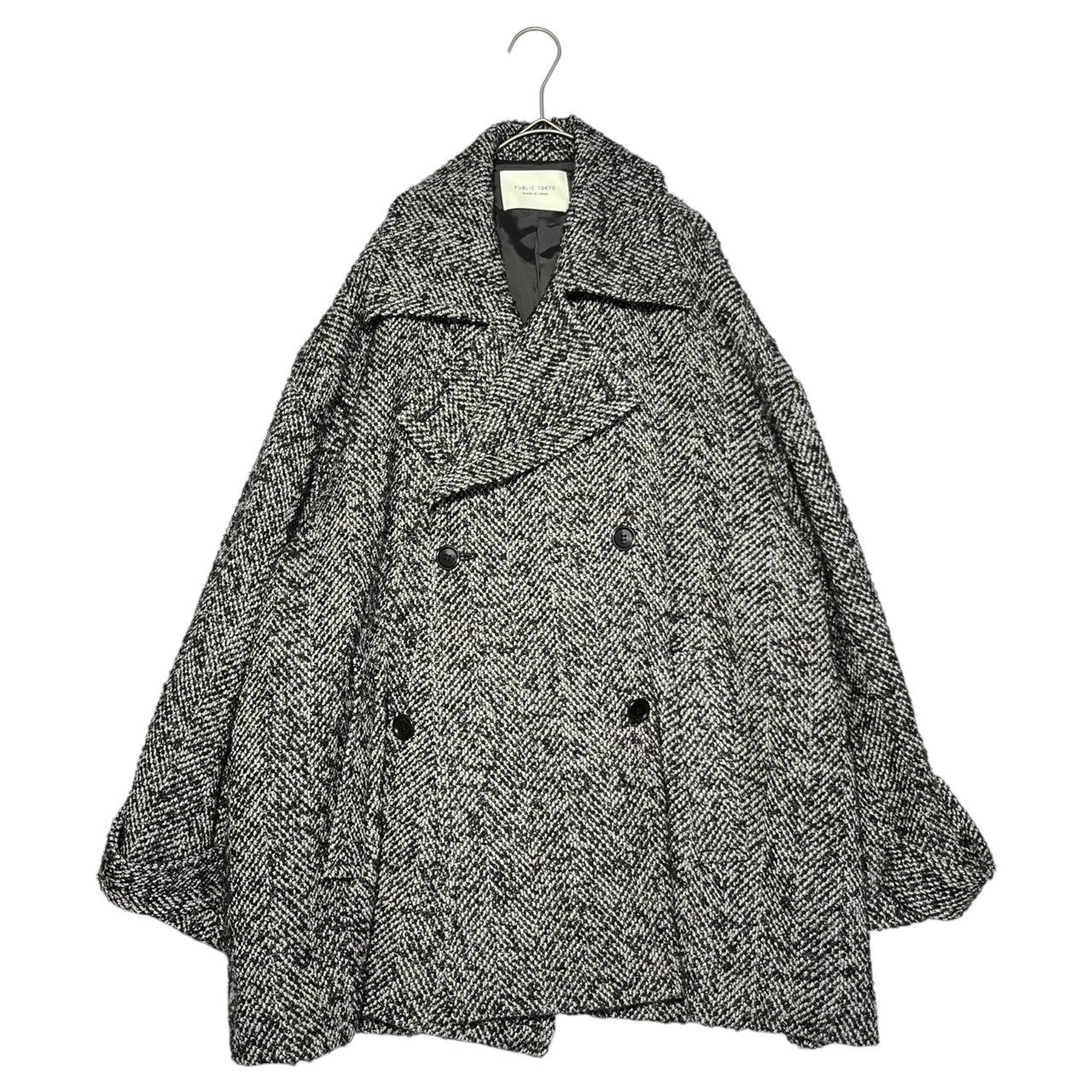 PUBLIC TOKYO(パブリックトーキョー) herringbone short coat ヘリンボーン ショート コート 161651011 FREE ブラック×ホワイト 参考定価39,600円 ウール ジャケット