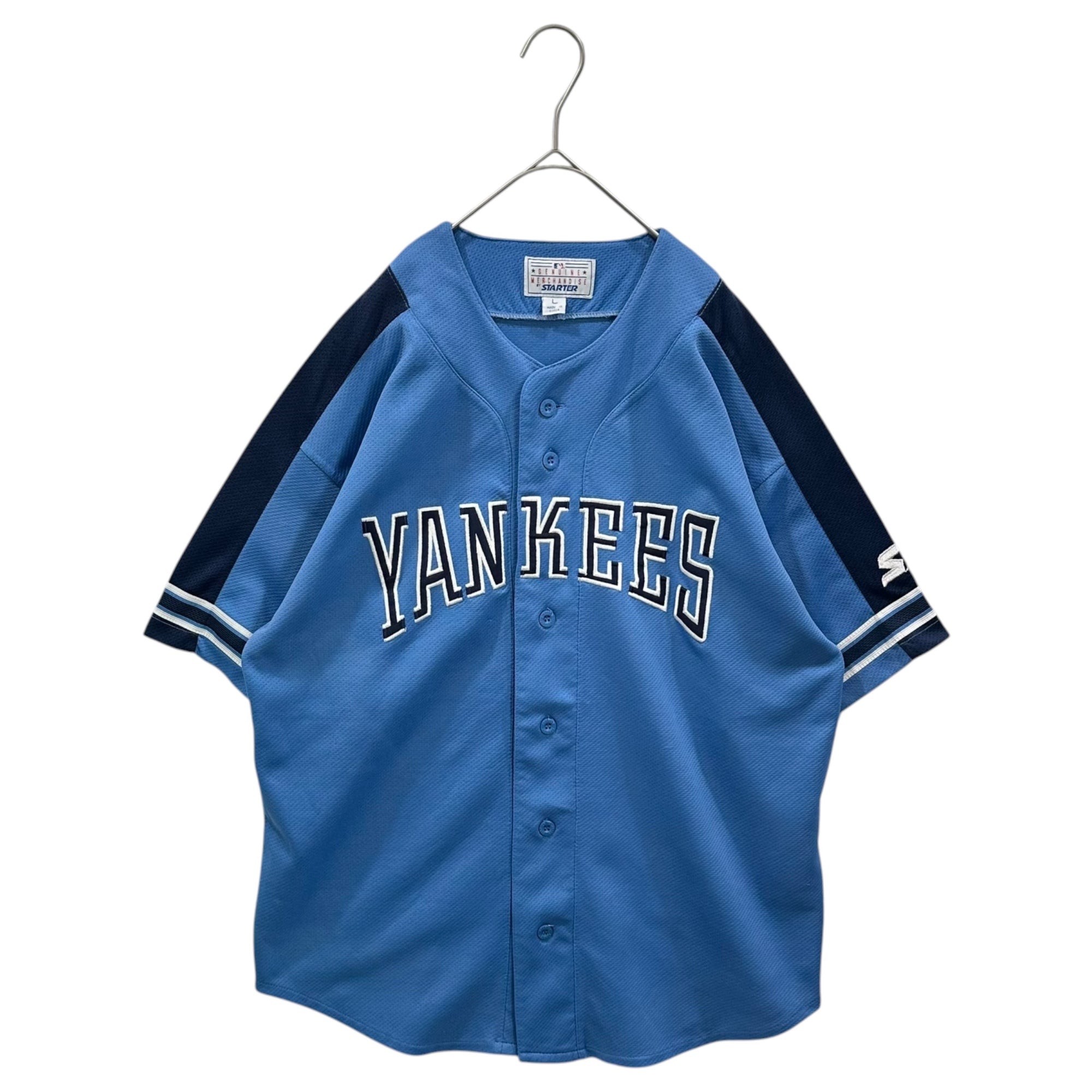 STARTER(スターター) 90's ”YANKEES” Baseball Shirt ヤンキース ベースボール シャツ L スカイブルー 90年代 MBL