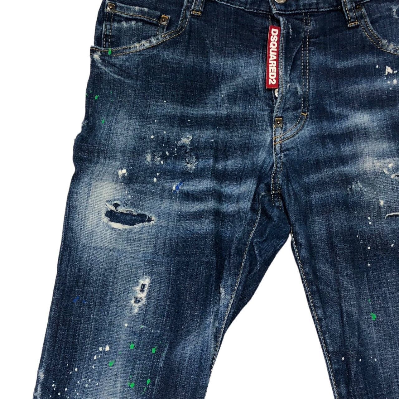 DSQUARED2(ディースクエアード) 19AW SKATER JEAN スケーター ジーンズ ペンキ デニム パンツ ダメージ加工 ロゴ S71LB0635 48(L程度) インディゴ