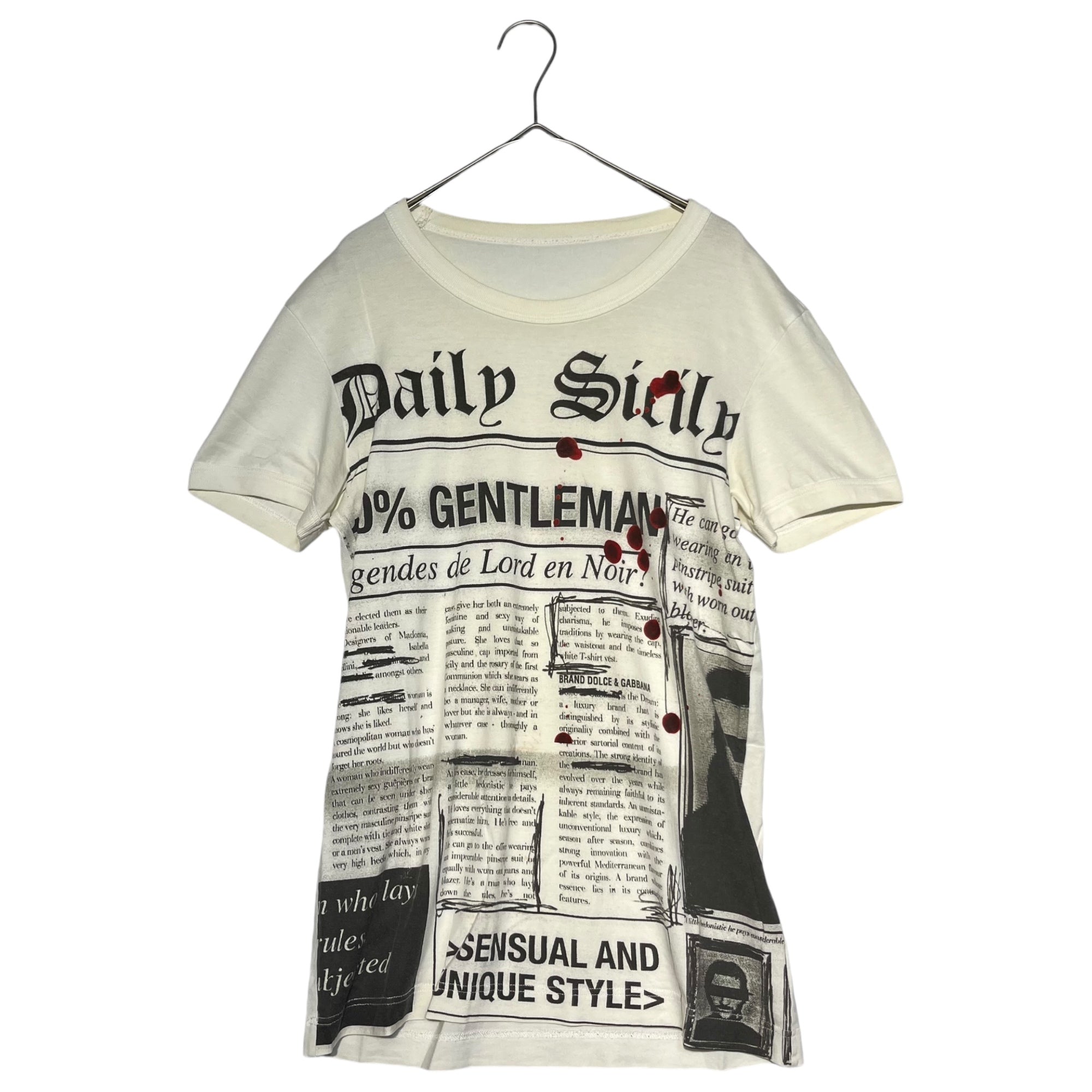 DOLCE&GABBANA(ドルチェ&ガッバーナドルガバ) news paper t-shirt ニュースペーパー Tシャツ G8E18T/G7L75 ホワイト