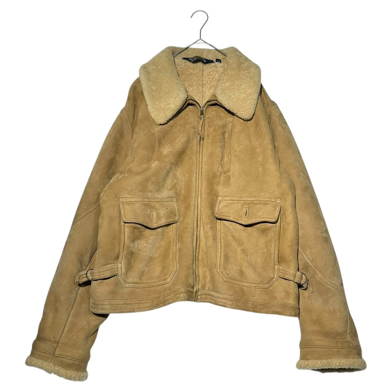 POLO RALPH LAUREN(ポロラルフローレン) 90's Genuine mouton Front Pocket Sheepskin Half Coat 90年代 本ムートン フロント ポケット ムートン ハーフ コート JR-RL-SA3962 LL ベージュ インパクト21タグ