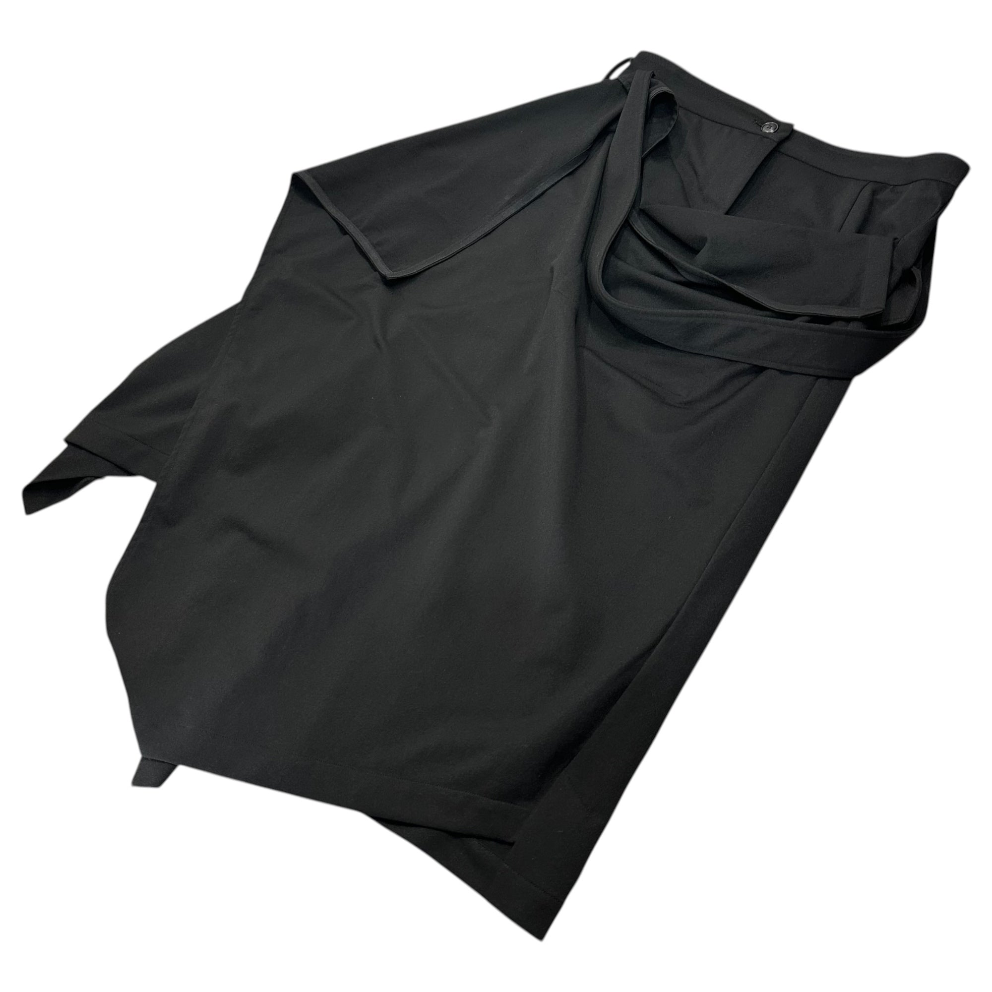 YOHJI YAMAMOTO(ヨウジヤマモト) 23AW POLYESTER TWILL 2WAY SKIRT ポリエステル ツイル ラップ スカート  FU-S50-901 2(M程度) ブラック