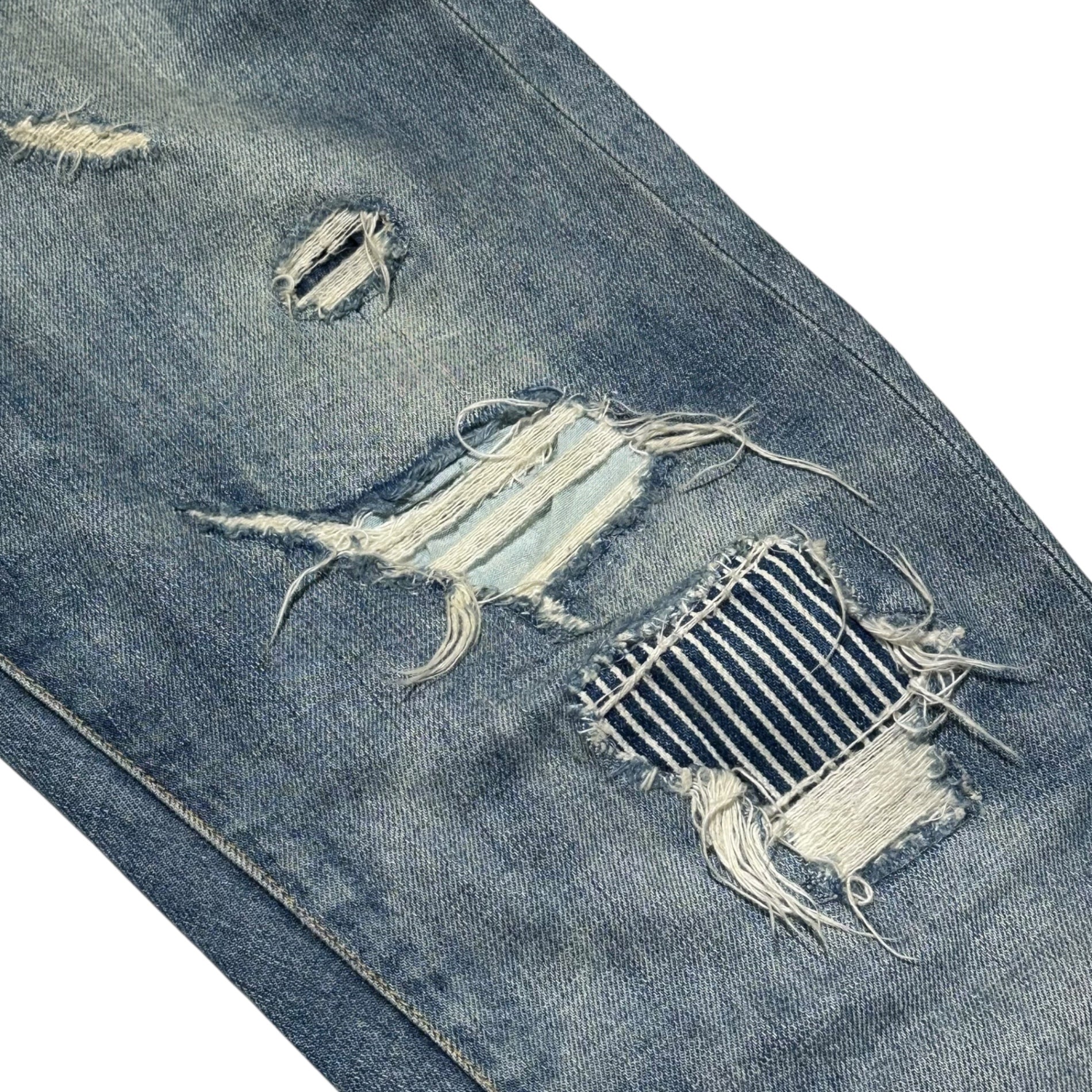 RALPH LAUREN RUGBY(ラルフローレンラグビー) Damage Repair Vintage-Washed Denim Pants ダメージ リペア ヴィンテージ加工 デニム パンツ W29 ライトインディゴ