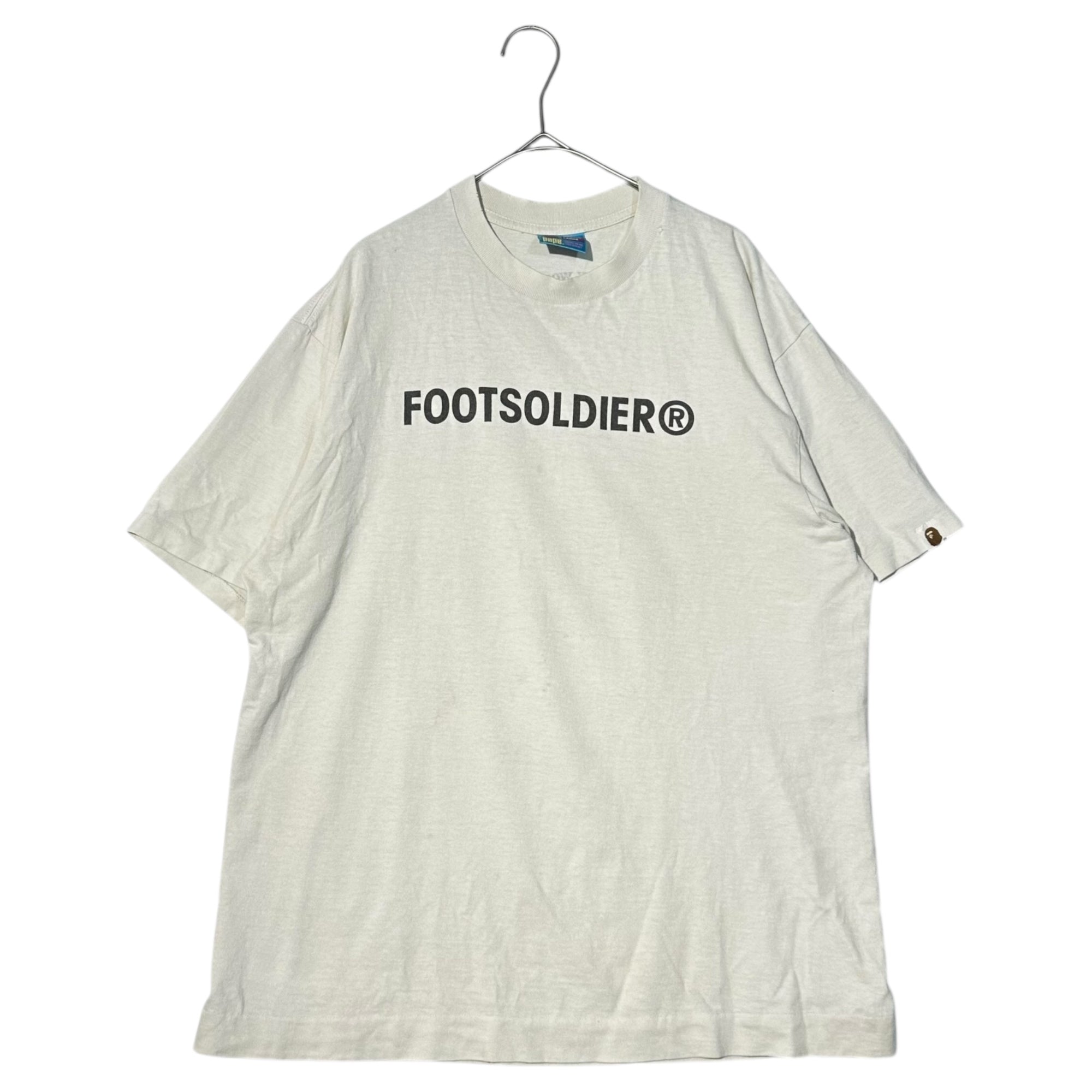 A BATHING APE(アベイシングエイプ) 00's Foot Soldier Print T-Shirt フットソルジャー プリント Tシャツ L ホワイト×ブラック