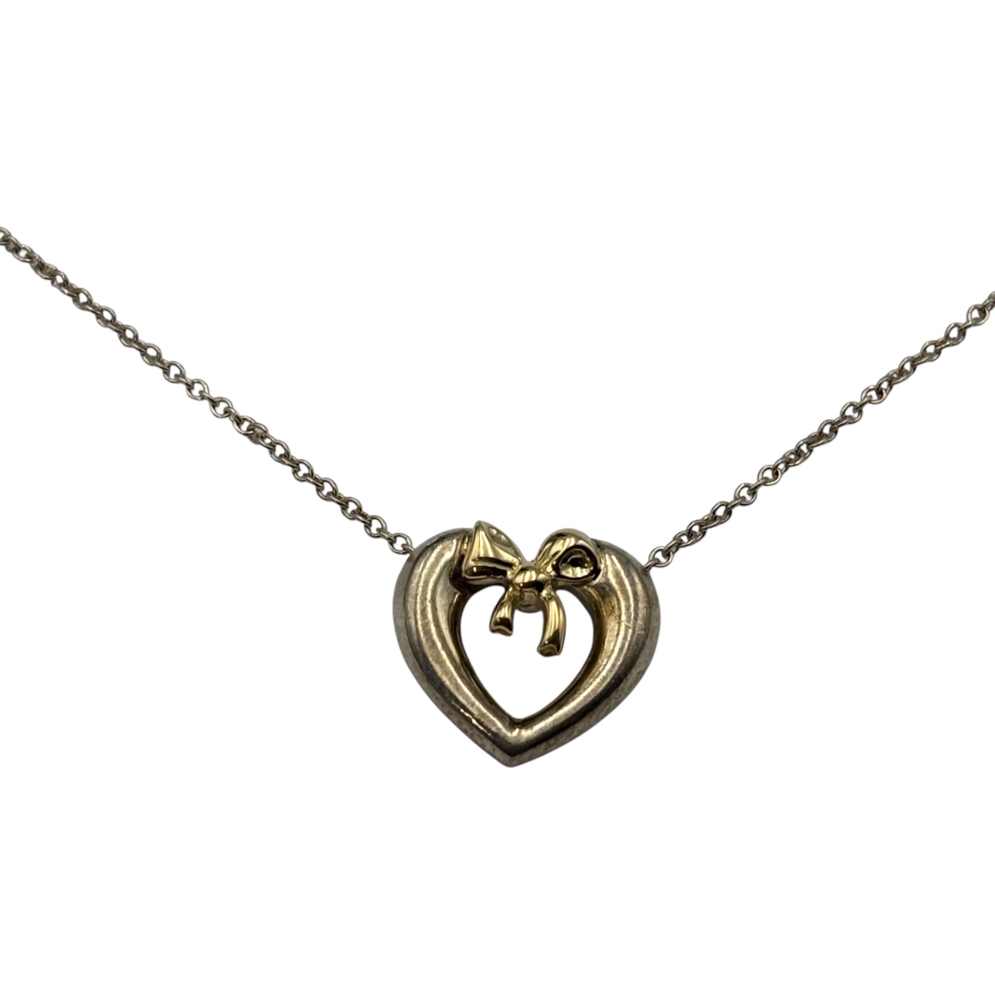 TIFFANY & CO.(ティファニー) Silver & Gold Combination Heart Ribbon Necklace シルバー ＆ ゴールド コンビ ハート リボン ネックレス シルバー×ゴールド