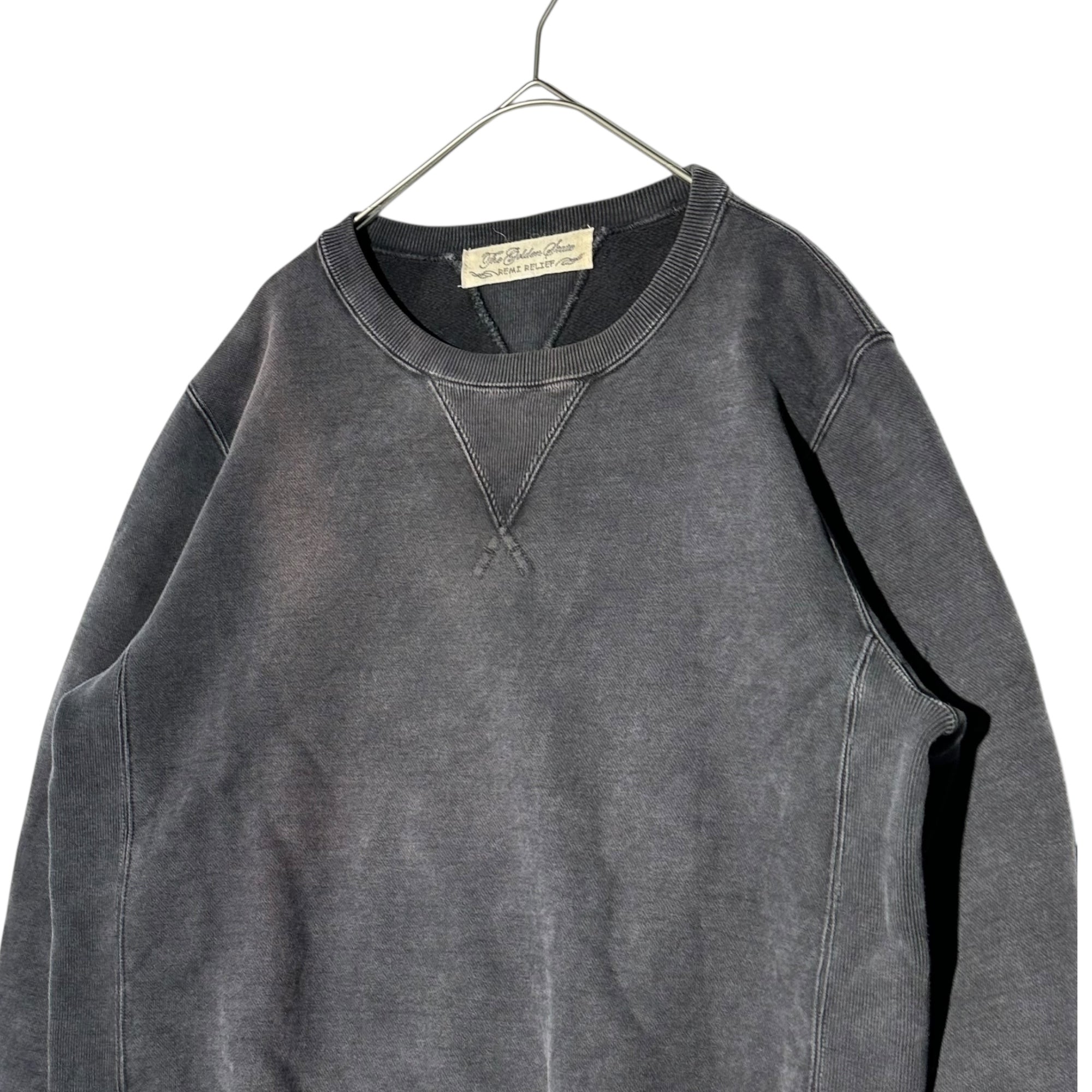 REMI RELIEF(レミレリーフ) Vintage-Washed Double V-Gusset Sweatshirt ヴィンテージ 加工 両Vガゼット スウェット M ブラック