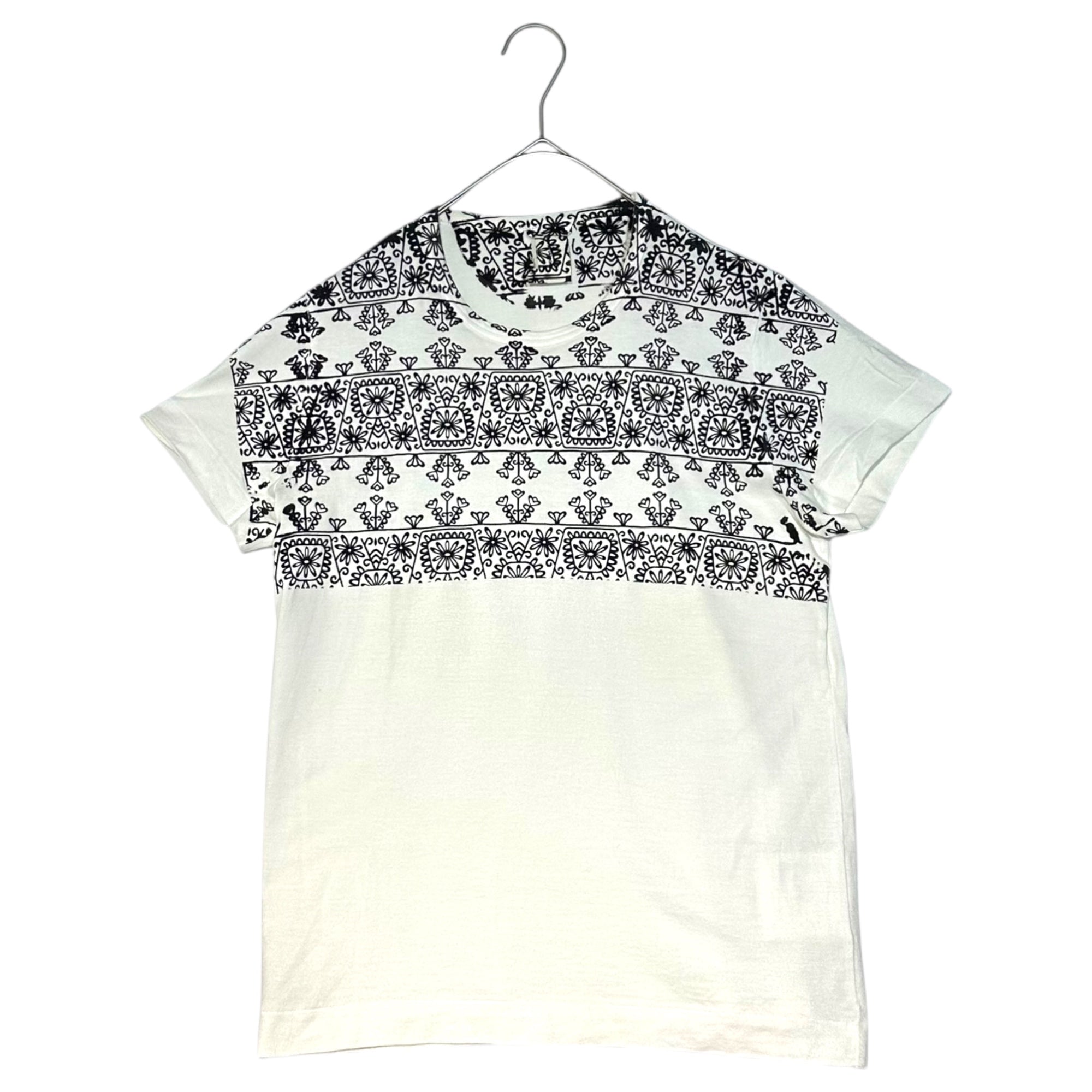 TAO COMME des GARCONS(タオコムデギャルソン) 09AW Flower Flocky Print T-Shirt フラワー フロッキー プリント Tシャツ 3D-T003 M ホワイト×ブラック AD2009
