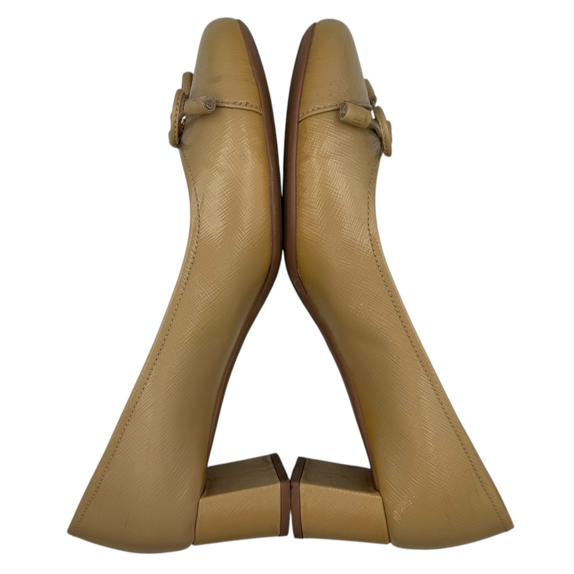 PRADA(プラダ) Patent Saffiano Leather Pumps パテント サフィアーノレザー パンプス 37 1/2 ベージュ