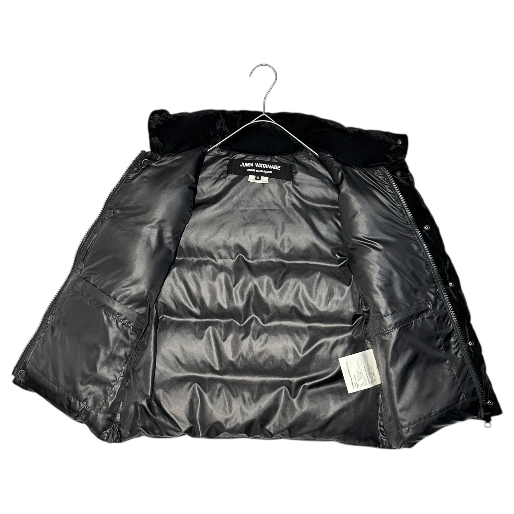 COMME des GARCONS JUNYA WATANABE(コムデギャルソンジュンヤワタナベ) 12AW Velour Down Vest ベロア ダウン ベスト JJ-V303 S ブラック AD2012