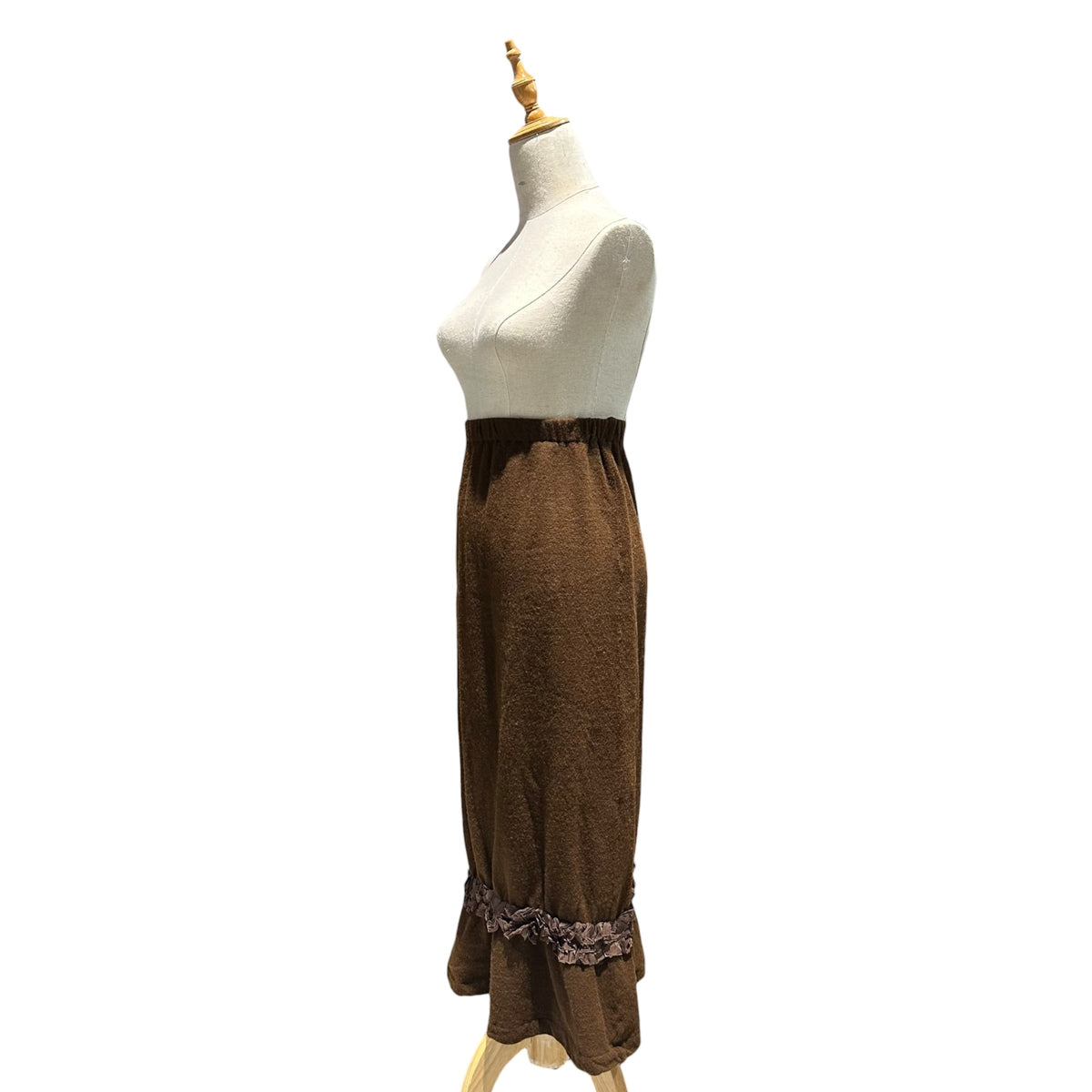 robe de chambre COMME des GARCONS(ローブドシャンブルコムデギャルソン) 1999AW Hem Detail Piece-Dyed Wool Skirt 裾 装飾 製品染め ウール スカート RT-040370 FREE ブラウン AD1999 90s アーカイブ
