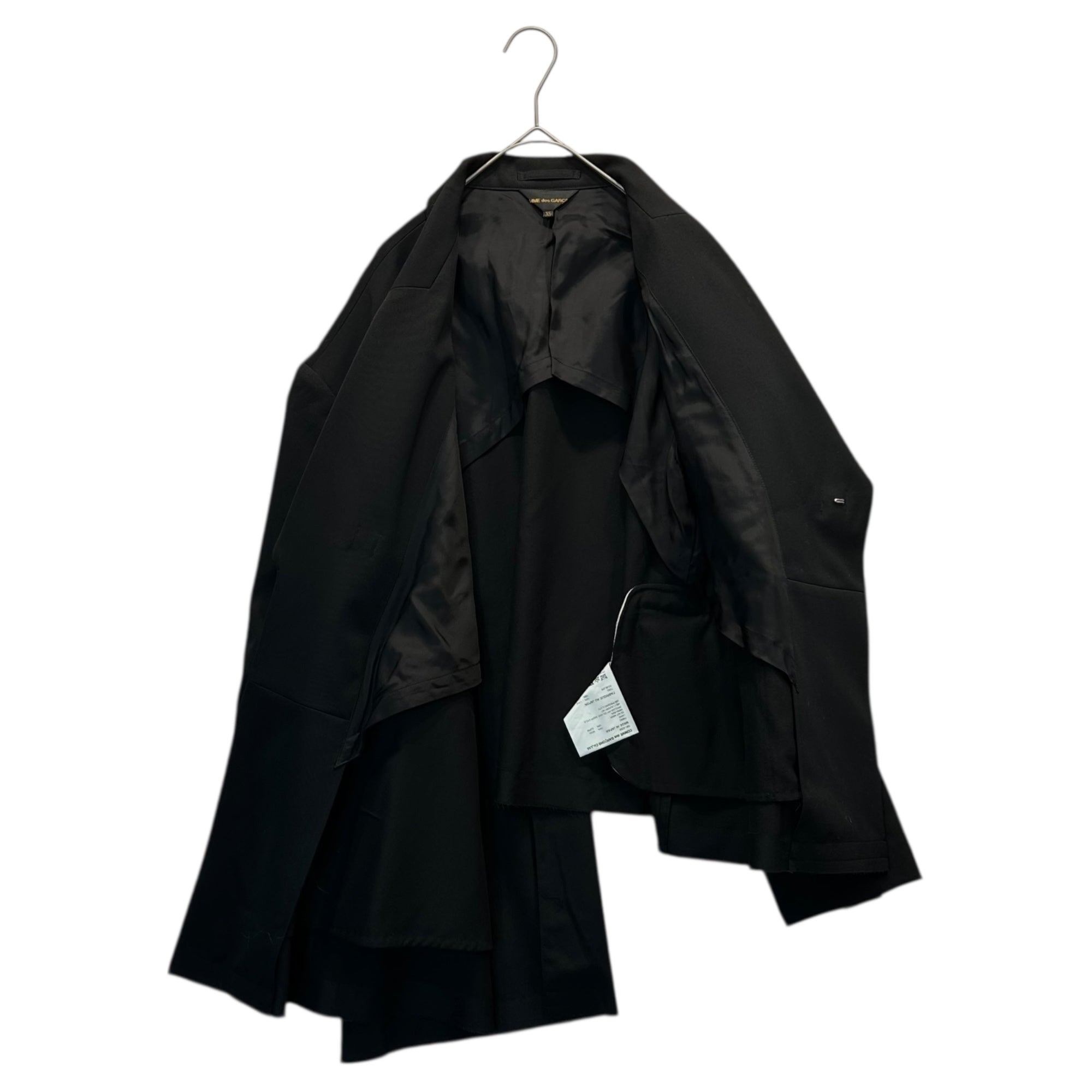 【SALE対象外】COMME des GARCONS(コムデギャルソン) 23SS Oversized Asymmetric Wool Jacket オーバーサイズ  アシンメトリー ウール ジャケット GK-J032 XS ブラック AD2022 男性着用可能