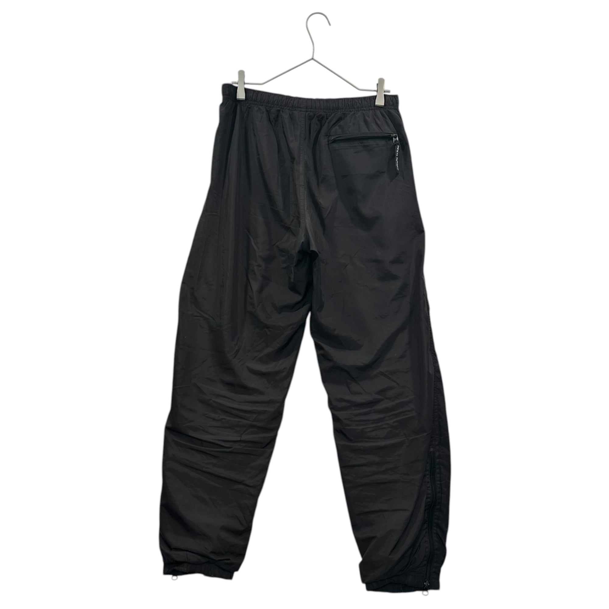 POLO SPORT(ポロスポーツ) 90's Waist Logo Polyester Straight-Leg Pants 90年代 ウエスト ロゴ ポリ ストレート パンツ S ブラック×ブルー