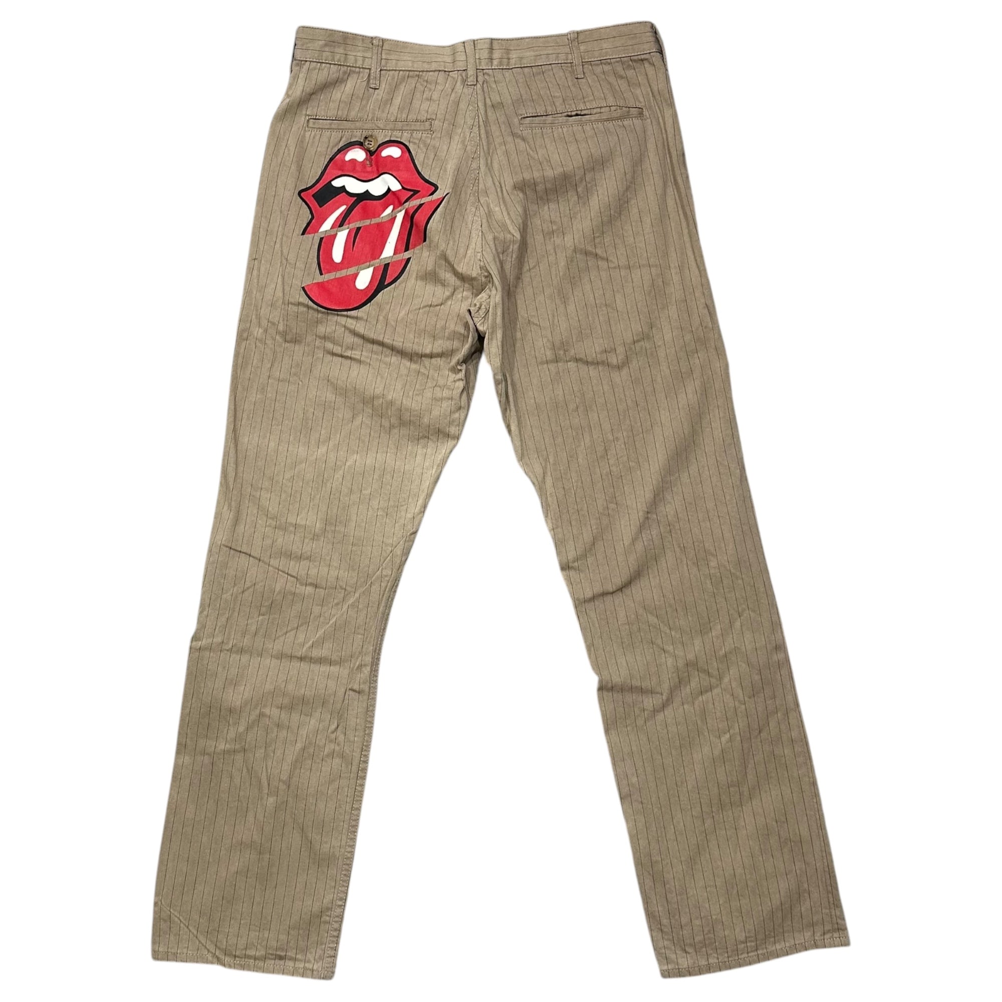 COMME des GARCONS HOMME PLUS(コムデギャルソンオムプリュス) 2006SS Lip & Tan Back-Printed Striped Pants リップアンドタン バックプリント ストライプ パンツ PQ-P023 S ベージュ×ブラック×レッド AD2005 00s アーカイブ