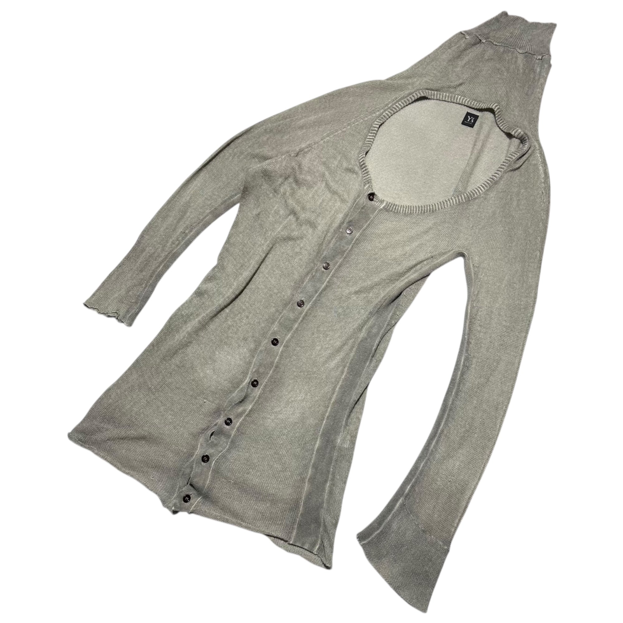 Y's(ワイズ) Redesigned Long Knit Cardigan 再構築 デザイン ロング ニット カーディガン 2 グレー