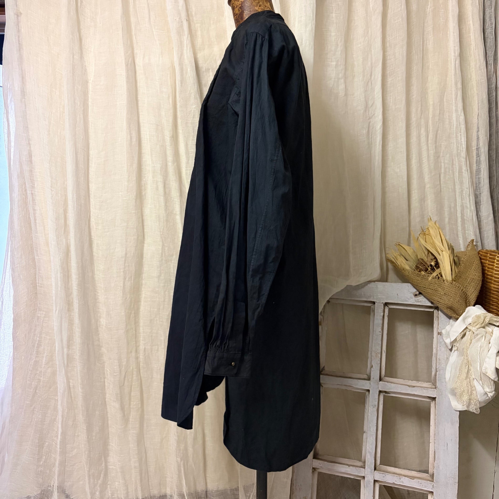 Euro vintage(ヨーロッパヴィンテージ) 40～50's antique smock dress アンティーク スモック ワンピース 40年～50年代 FREE ブラック mB刺繍