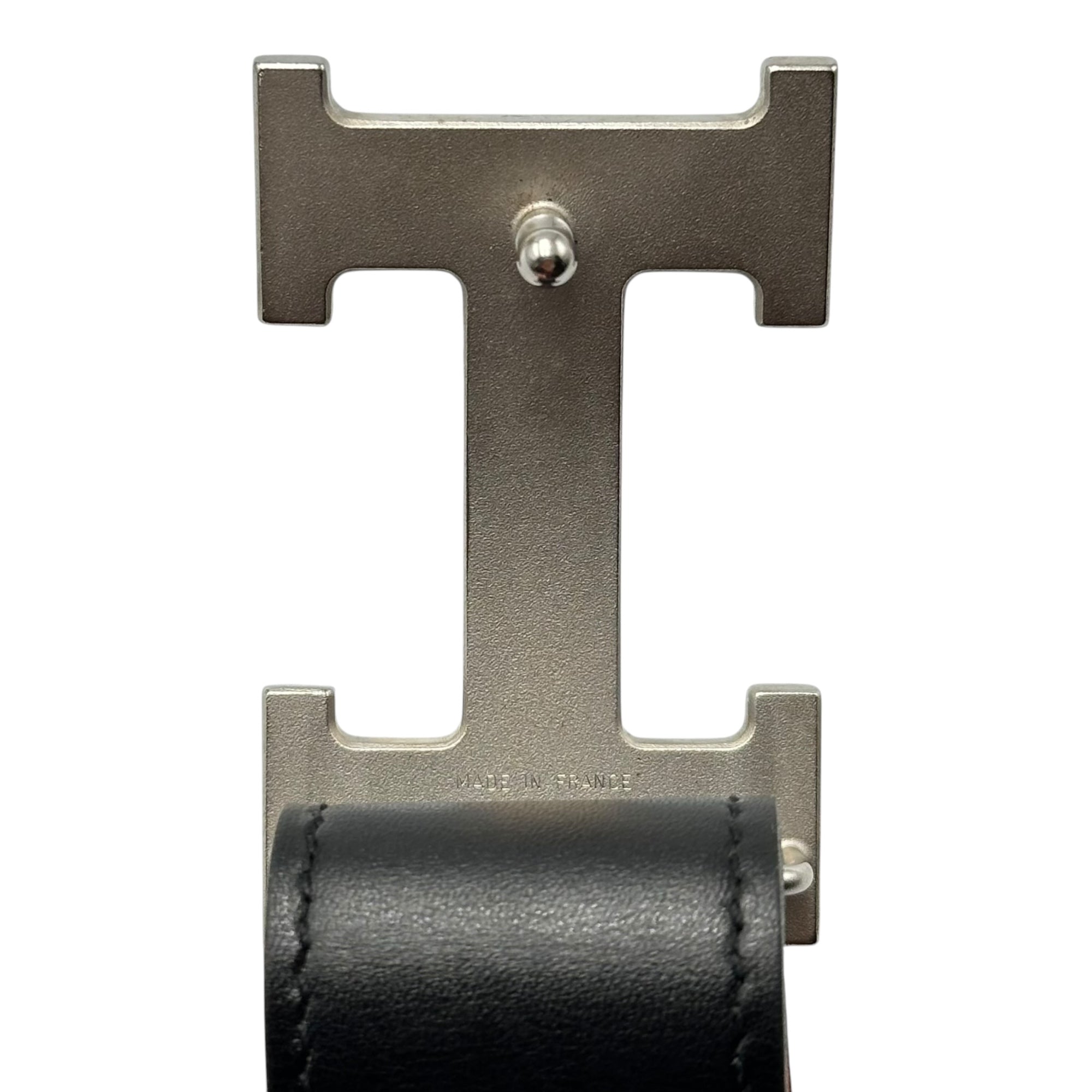 HERMES(エルメス) Constance Belt コンスタンス ベルト 105 ブラック×シルバー レザー Hバックル 刻印□Q