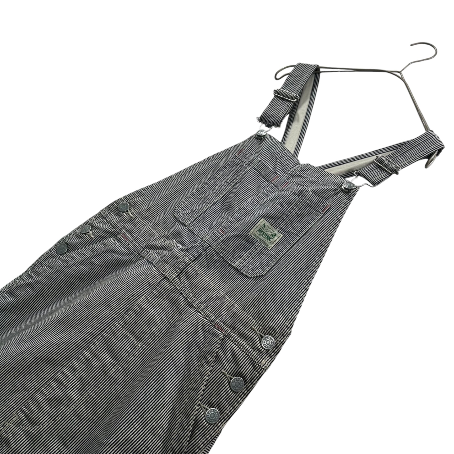 HYSTERIC GLAMOUR(ヒステリックグラマー) 2022SS Maxi-length Hickory Jumper Skirt マキシ ヒッコリー ジャンパー スカート ワンピース 01221AS02 S インディゴ×ホワイト 参考定価41,800円(税込)