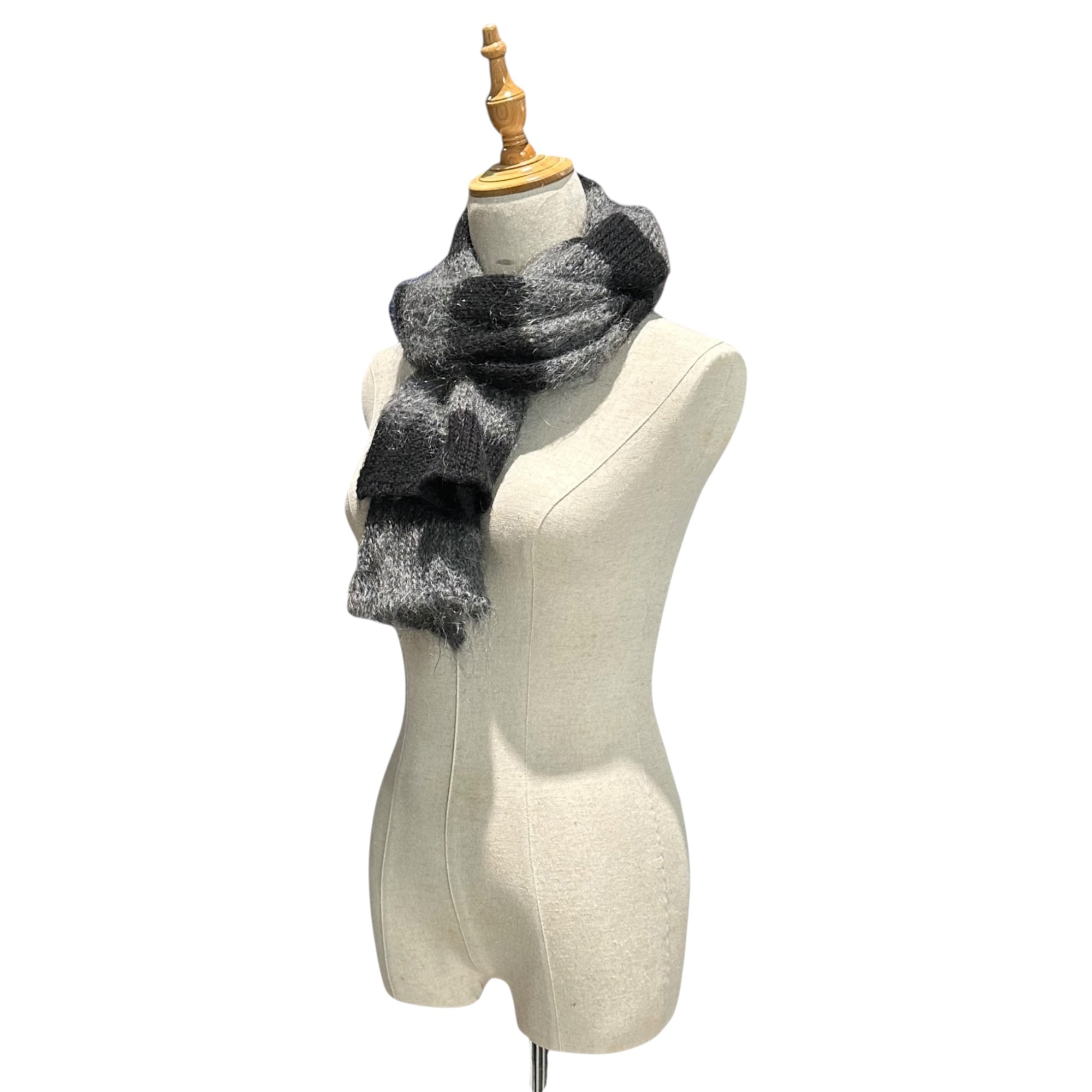Maison Martin Margiela(メゾン マルタンマルジェラ) 1999AW ⑥ By Miss Deanna Striped Mohair Scarf ミスディアナ ボーダー モヘア マフラー ブラック×グレー 90's 90年代 アーカイブ 本人期 6