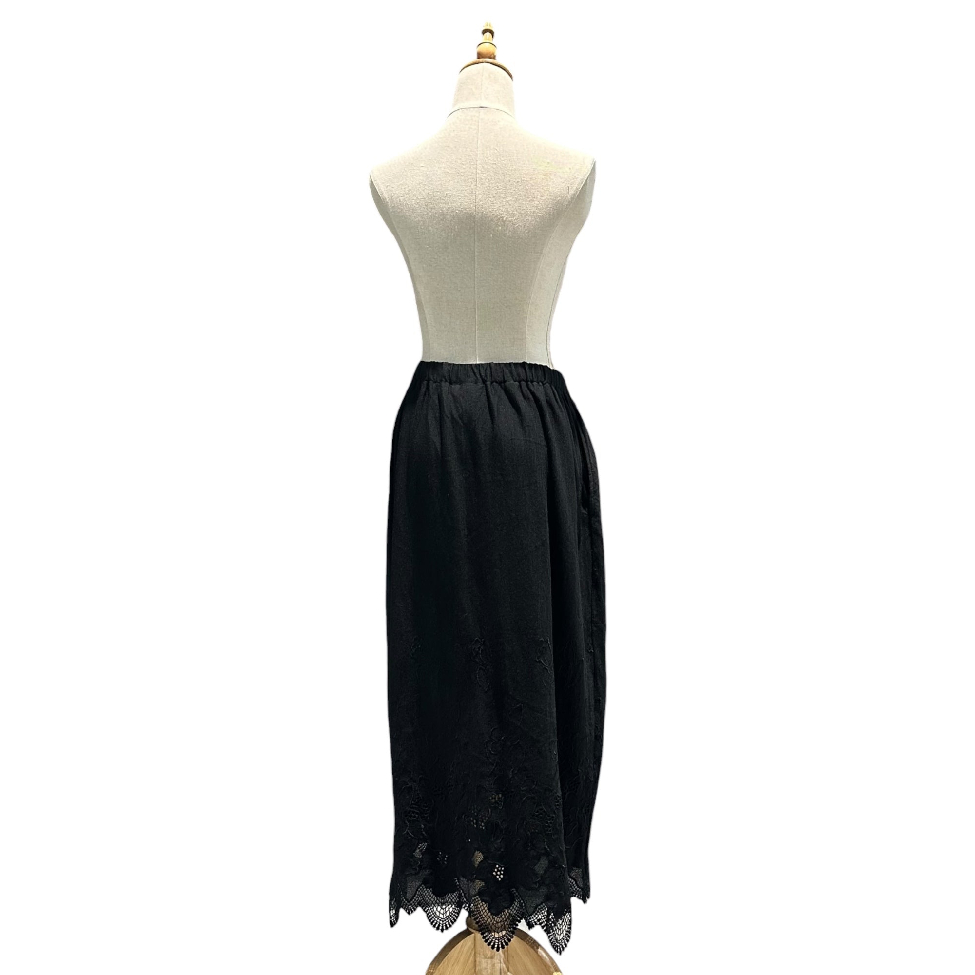 robe de chambre COMME des GARCONS(ローブドシャンブルコムデギャルソン) 2001AW Botancial Embroidered Easy Wool Skirt ボタニカル 刺繍 イージー ウール スカート RC-T005 FREE ブラック AD2001