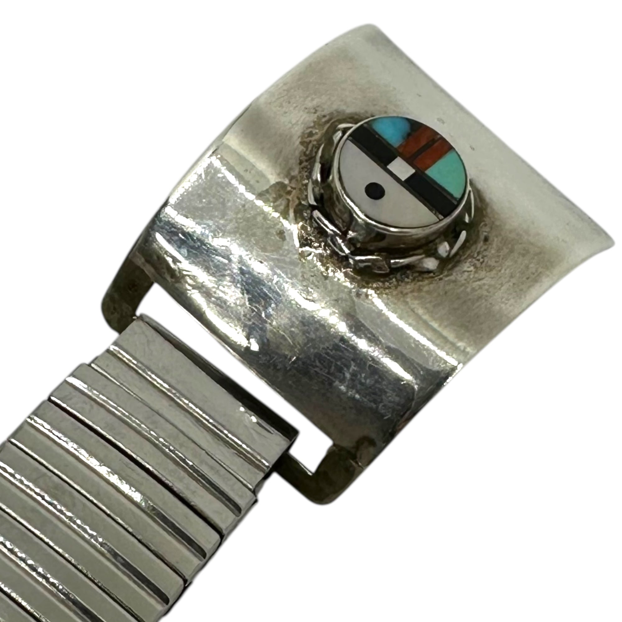 Indian jewelry(インディアンジュエリー) Zuni Spinner Sunface Watch Belt ズニ族 スピナー サンフェイス ウォッチ ベルト シルバー STERLING MYP ZUNI NMEX 刻印 ヴィンテージ 腕時計 バンド