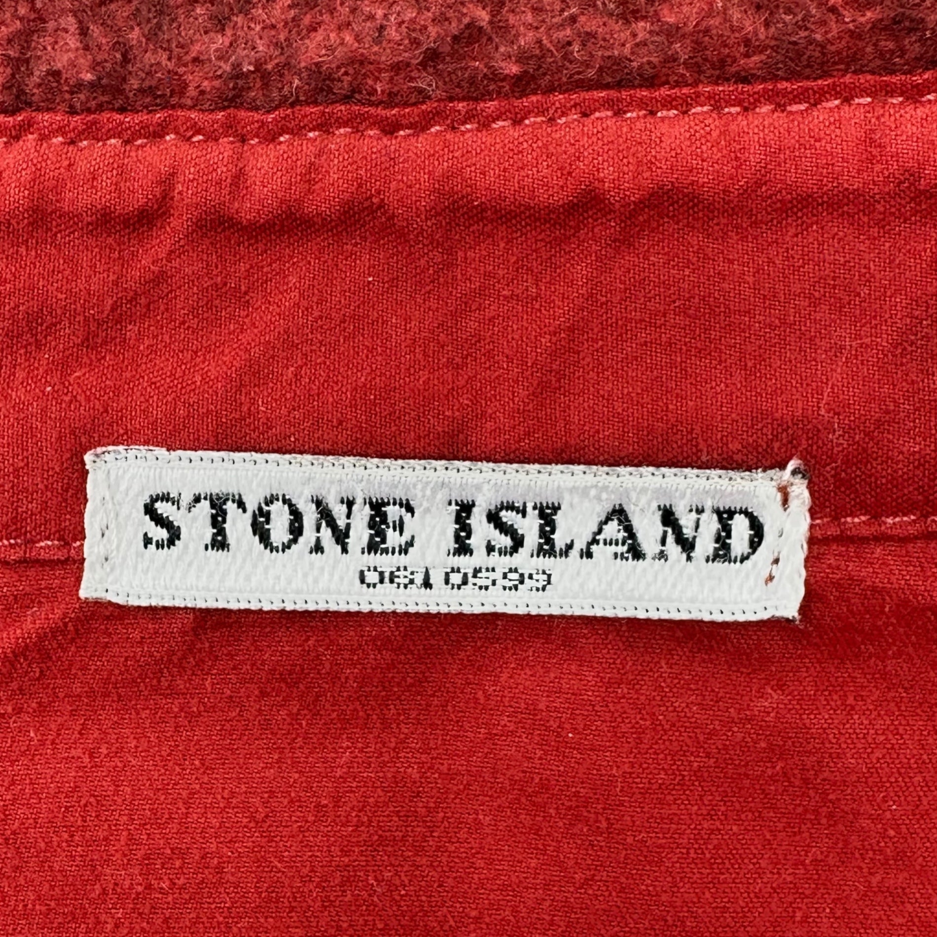 STONE ISLAND(ストーンアイランド) 06AW Polyester Felt Logo Embroidery L/S Shirt ポリエステル フェルト ロゴ 刺繍 長袖 シャツ 45151319 XL レッド 00's アーカイブ ジャケット