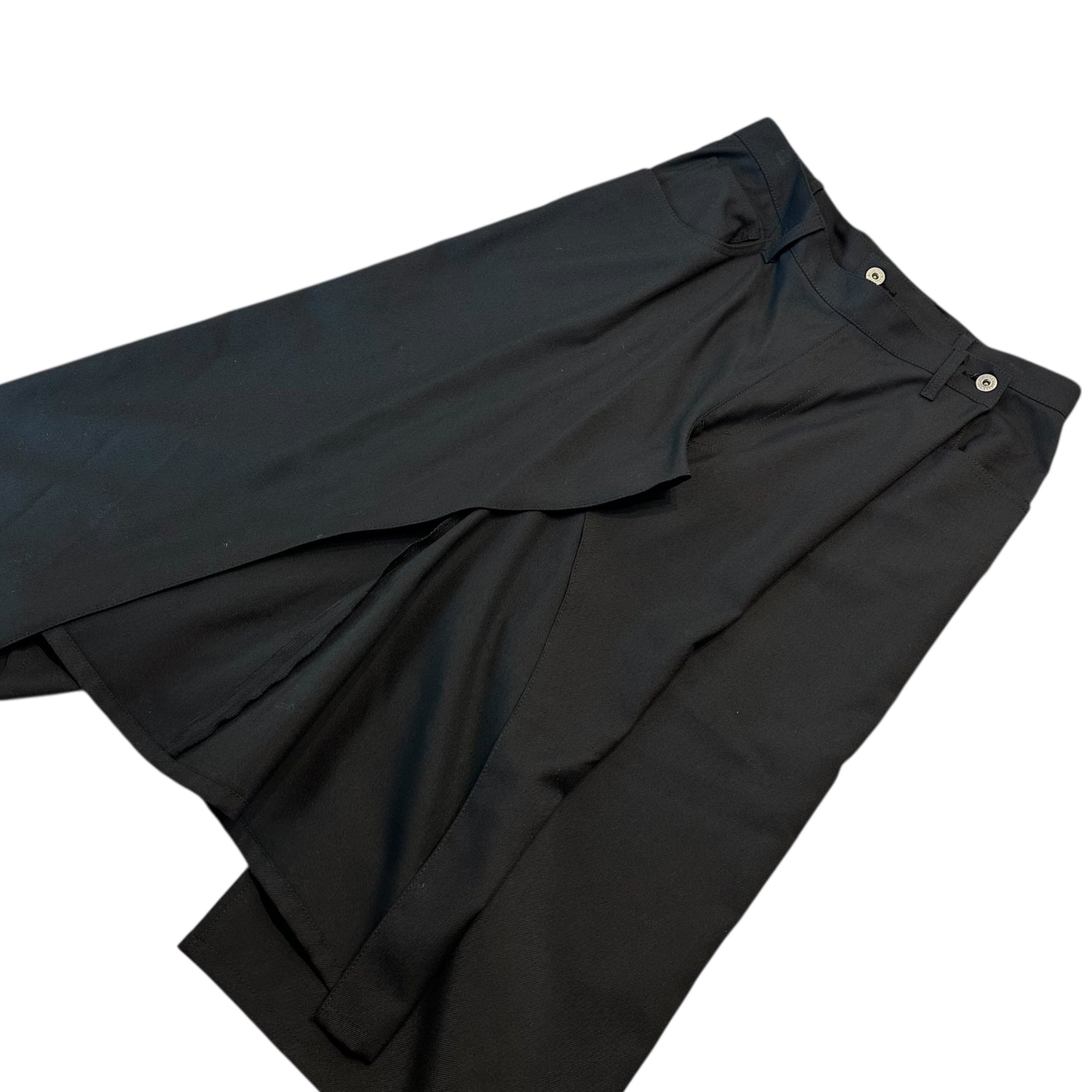 【SALE対象外】JUNYA WATANABE(ジュンヤワタナベ) 22AW Wrap Layered Wide Pants ラップ レイヤード ワイド パンツ JJ-S004 M ブラック AD2022 男性着用可能