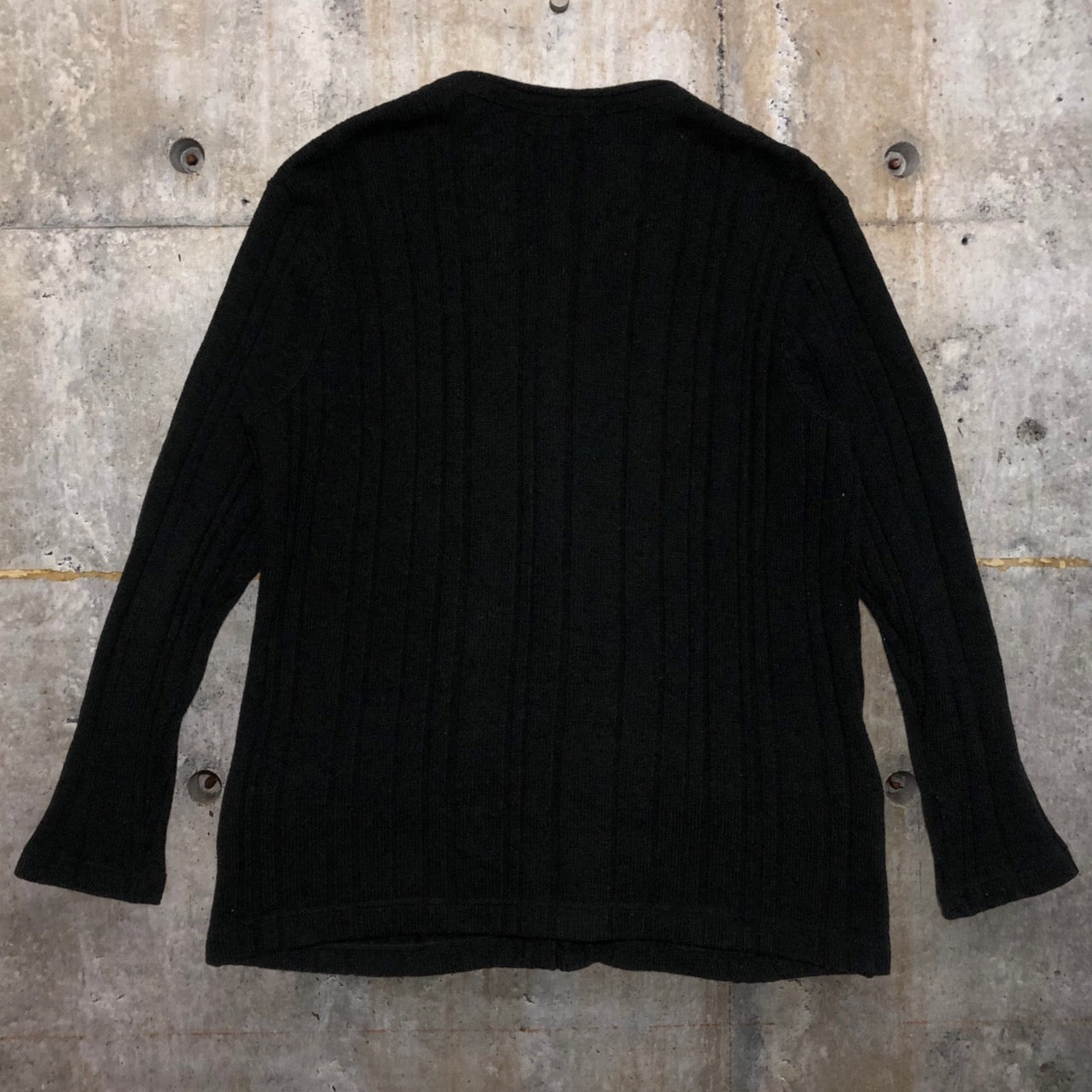 COMME des GARCONS HOMME(コムデギャルソンオム) 90's Vertical rib wool nylon knit cardigan/縦リブウールナイロンニットカーディガン/90年代/ヴィンテージ HT-070290 SIZE FREE ブラック AD1998 田中オム