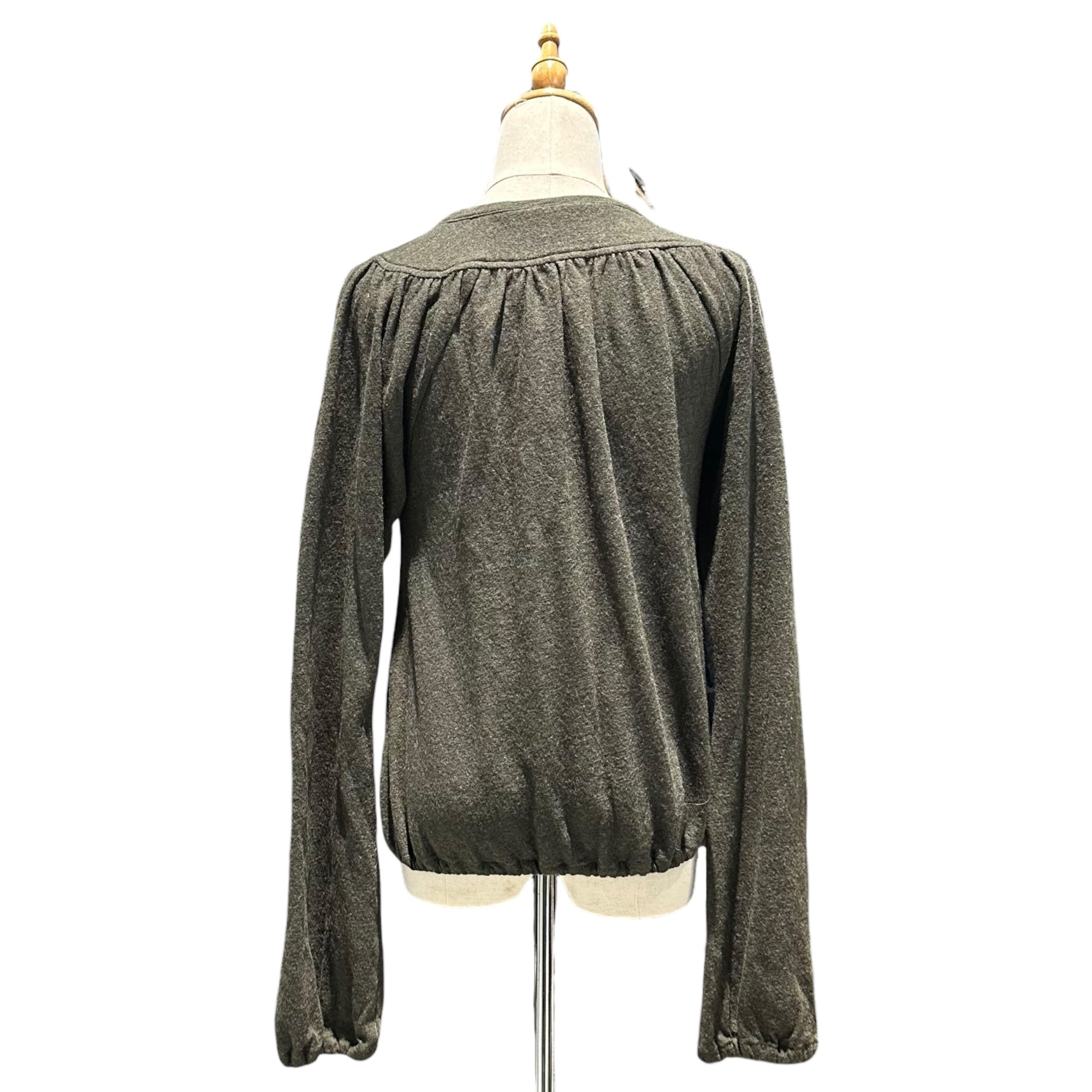 VERONIQUE BRANQUINHO(ヴェロニクブランキーノ) 00's Wool Gathered Knit Top ウール ギャザー カットソー 1028-17175 38(M程度) カーキ ブラウス