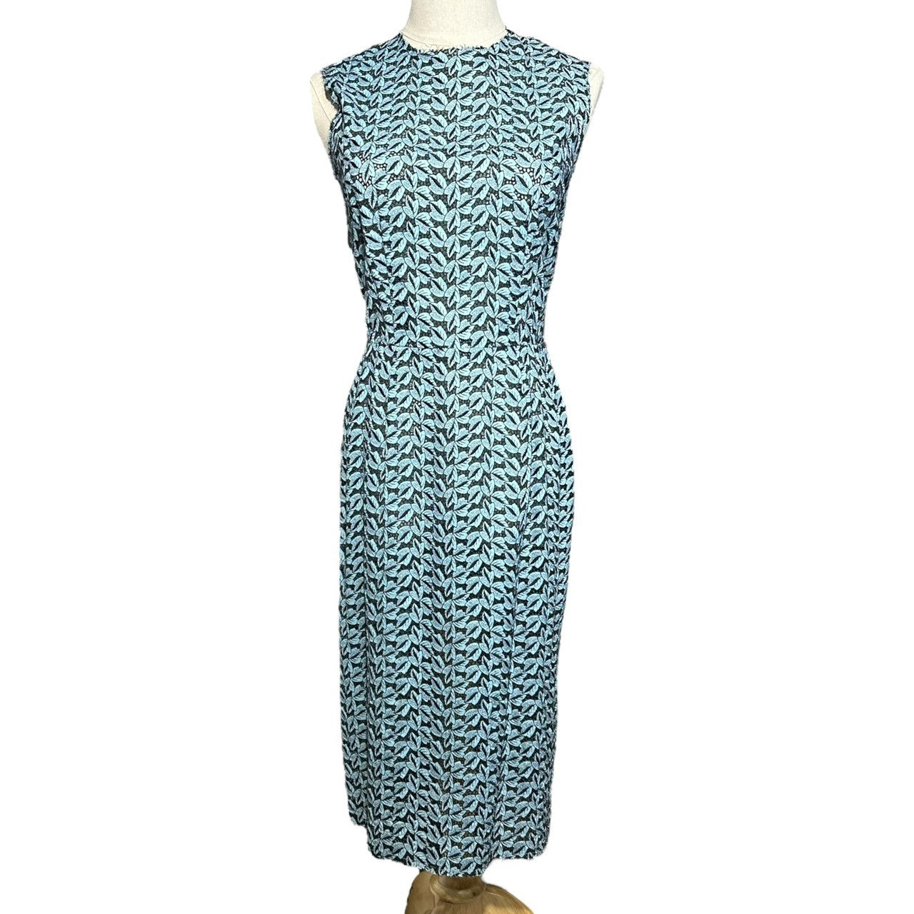COMME des GARCONS(コムデギャルソン) 99SS Full Leaf Lace Sleeveless Dress 総 リーフ レース ノースリーブ ワンピース GO-10052M M スカイブルー×ブラック AD1998