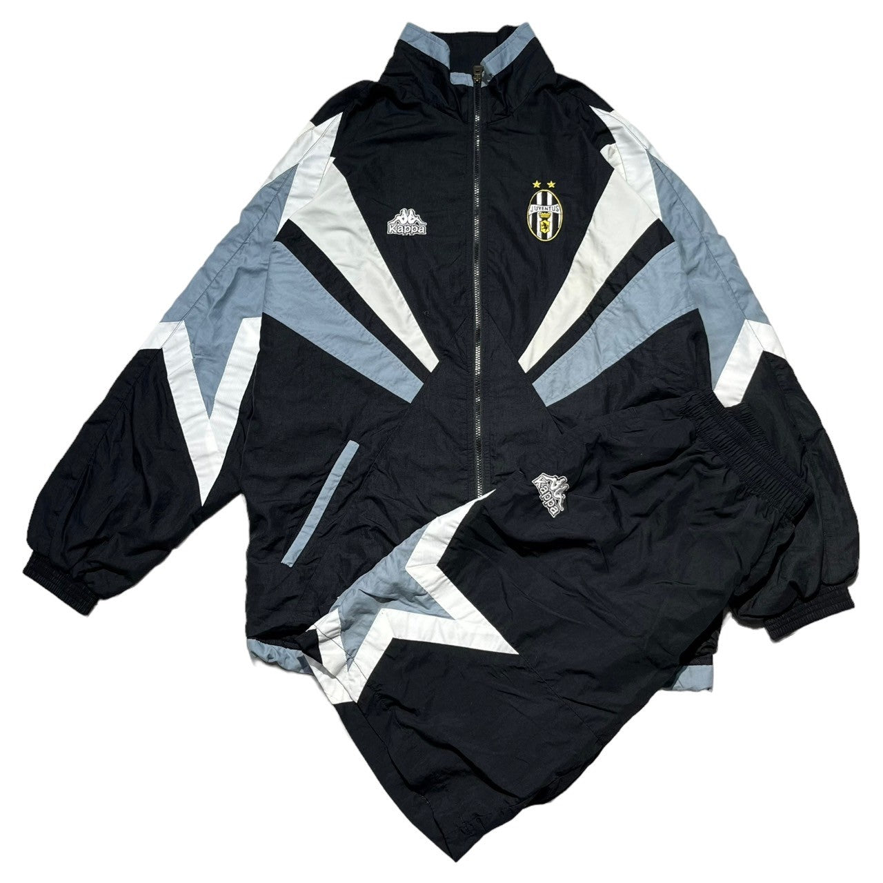 kappa(カッパ) 90's ~ 00's "JUVENTUS" Nylon training wear setup ユヴェントス ナイロン ジャージ セットアップ KF-1100 L ブラック 90年代～ トラック ジャケット ハーフ パンツ