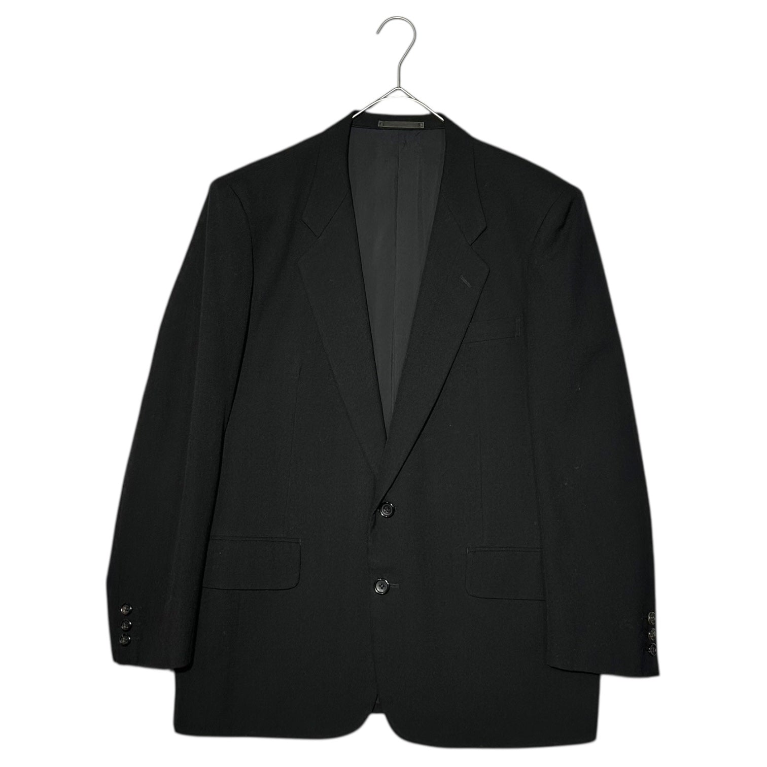 COMME des GARCONS HOMME(コムデギャルソンオム) 80's Wool 2-Piece Suit Set 本人期 ウール 2B セットアップ スーツ HS-05043 S ブラック 80年代 川久保玲 アーカイブ テーラード ジャケット 2タック スラックス