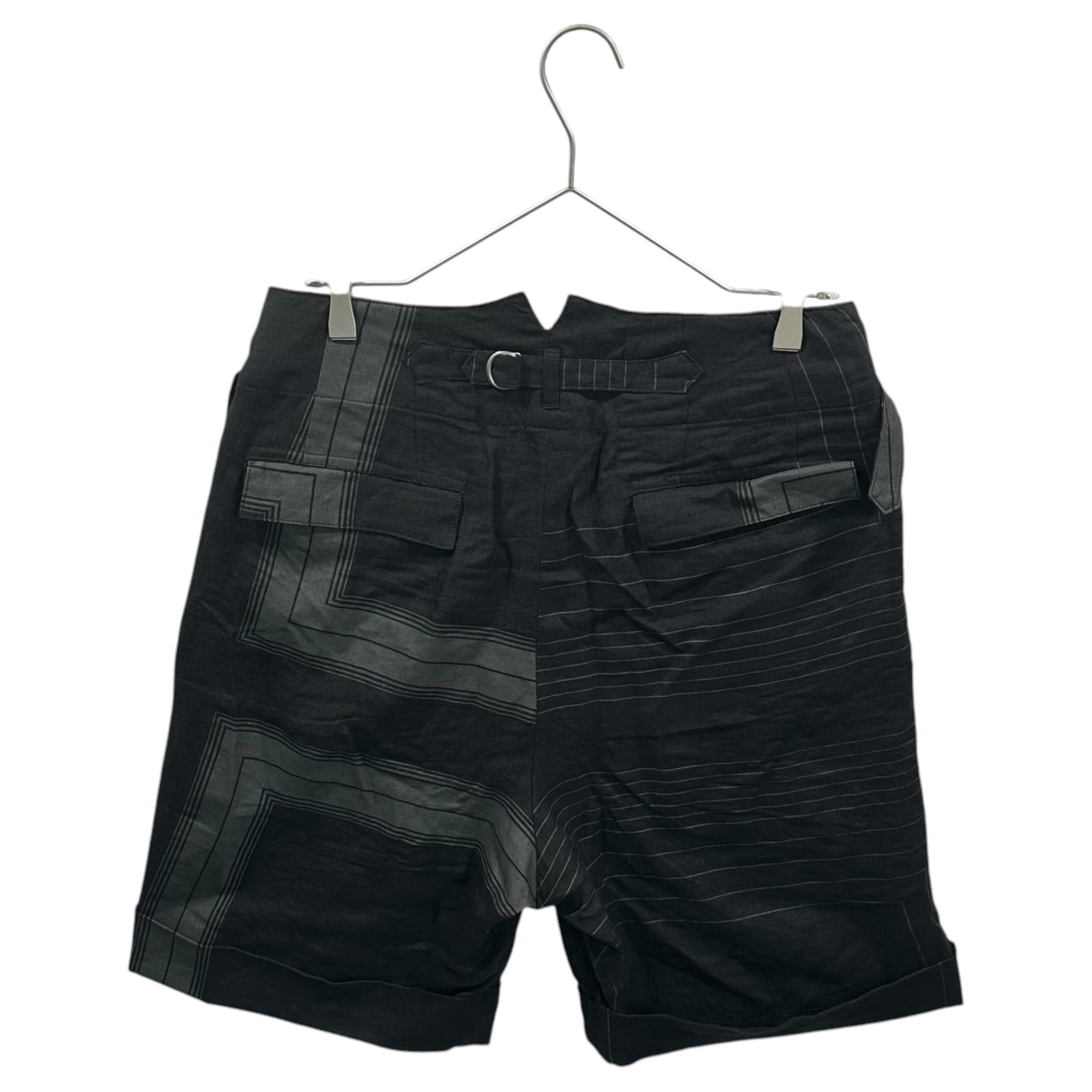 The Viridi-anne(ザヴィリディアン) 2021SS Square-Print Linen Ghurka Shorts スクエア プリント リネン グルカ ショーツ VI-3321-04 2 ブラック×グレー ハーフ ショート パンツ