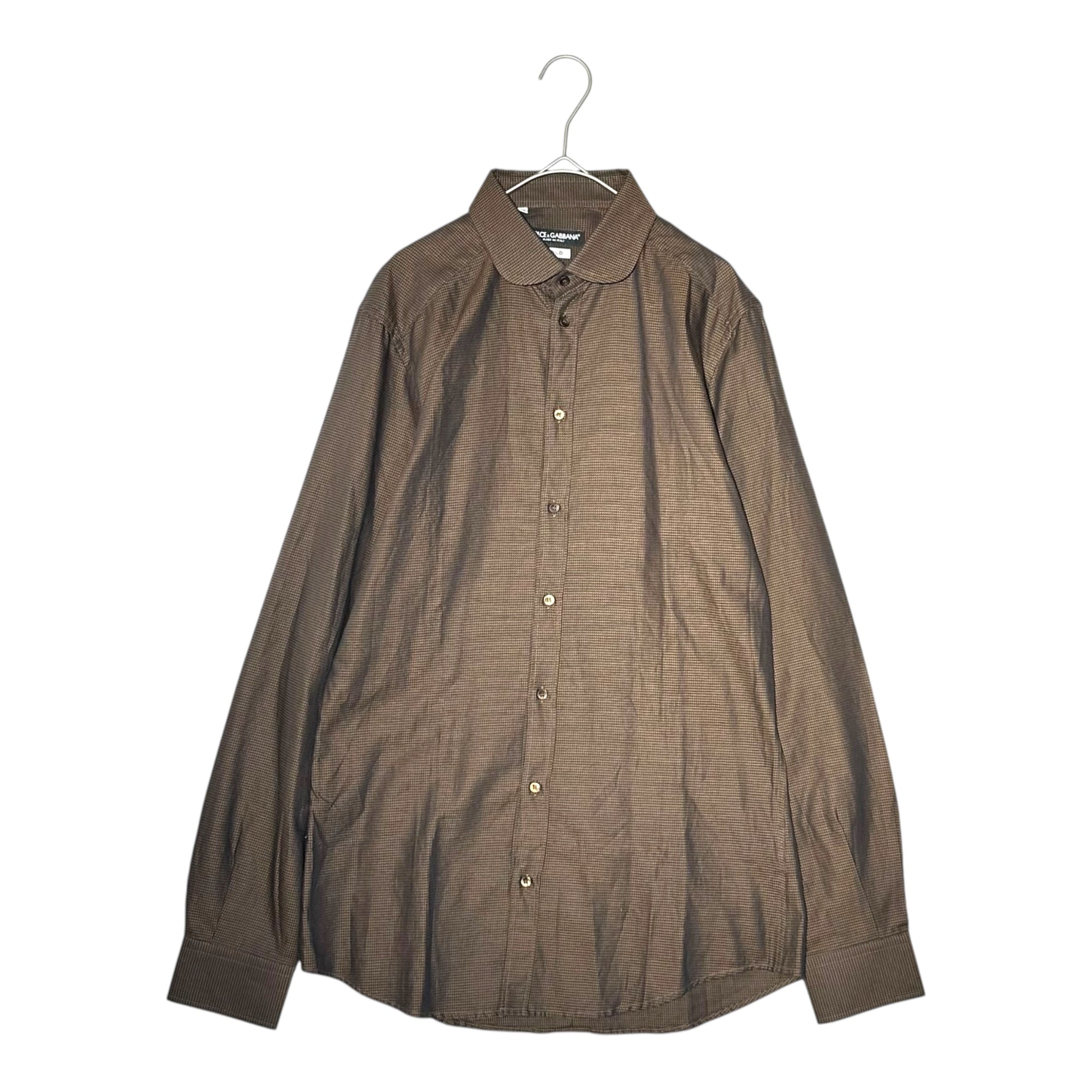 DOLCE&GABBANA(ドルチェ&ガッバーナドルガバ) Round collar long sleeve shirt ラウンドカラー 長袖 シャツ G5BP8T FM5C4 39 15 1/2(M程度) ブラウン